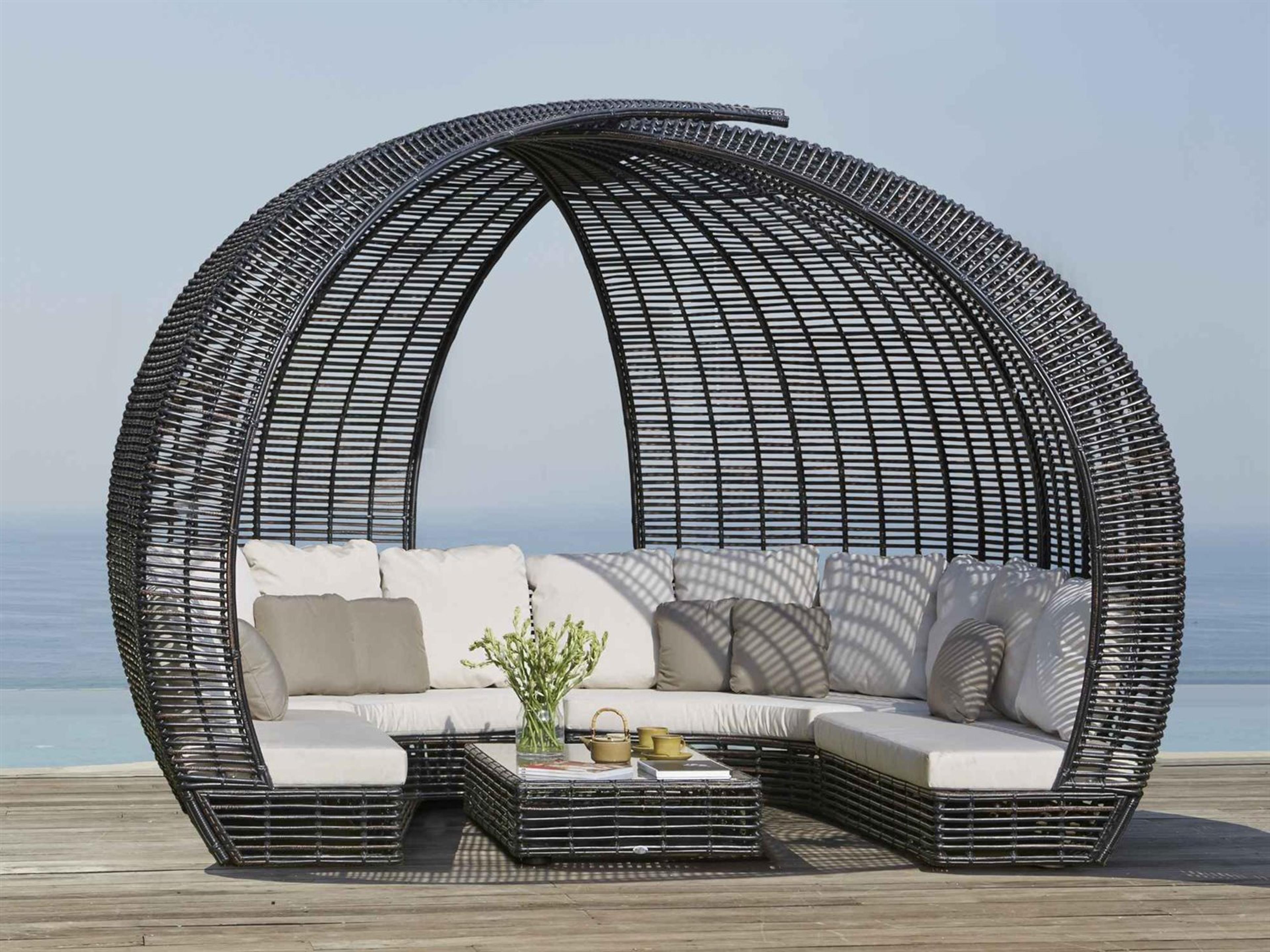 Skyline Design Sparta Black Mushroom Aluminum Cushion Lounge Bed