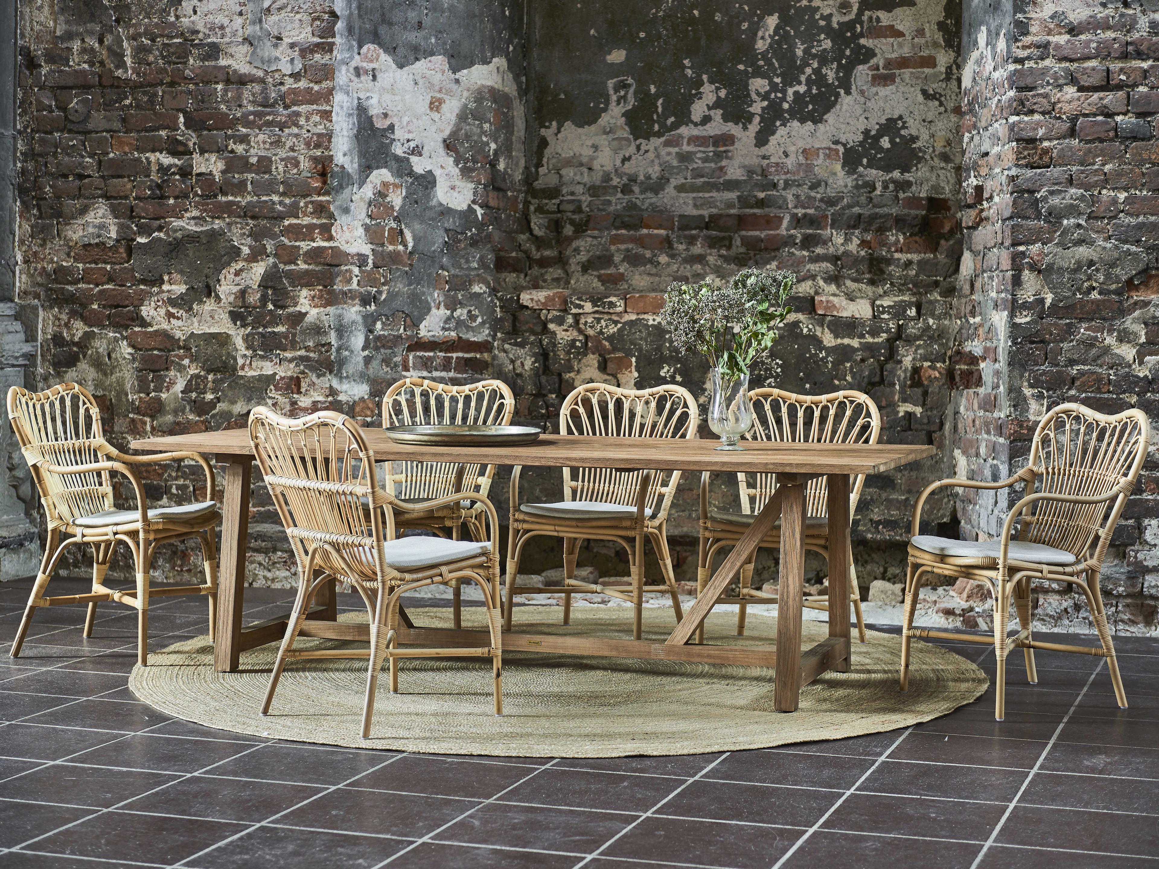 Sika Indoor Originals Margret Rattan Natural Arm Dining Chair