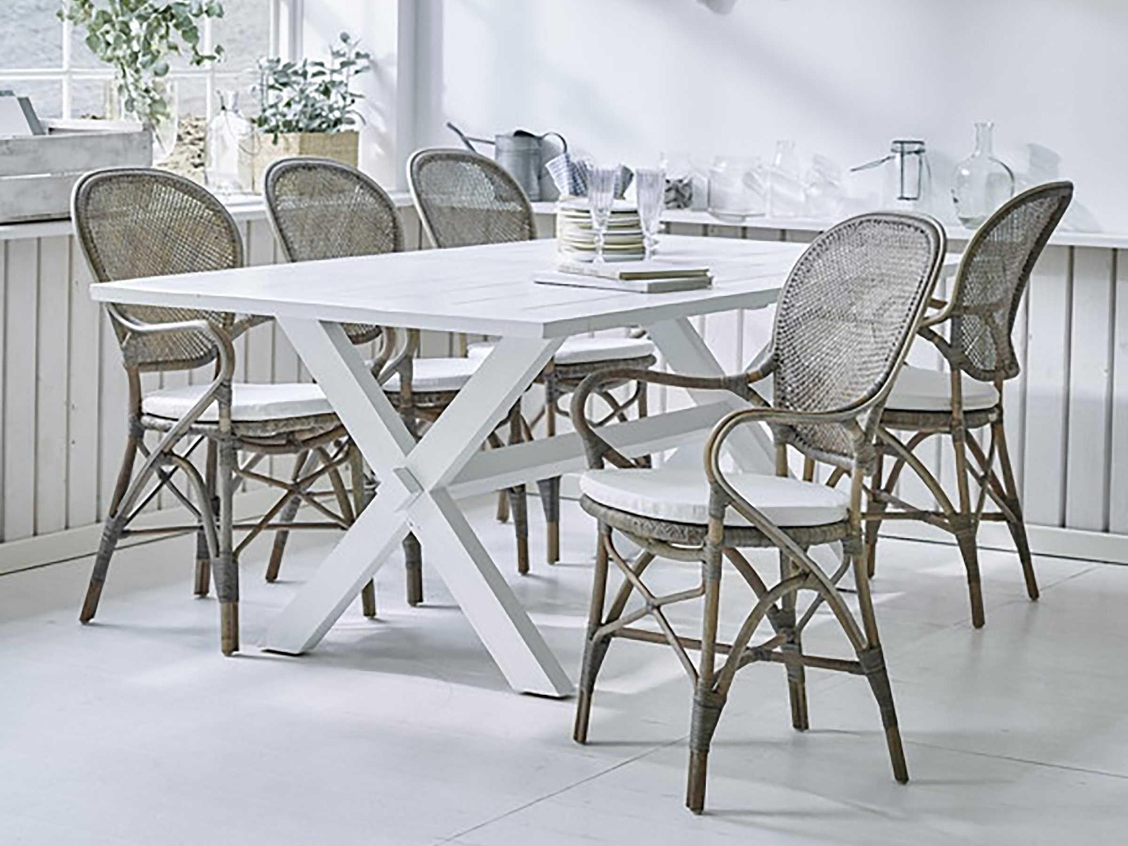 Sika Indoor Originals Rossini Rattan Gray Arm Dining Chair