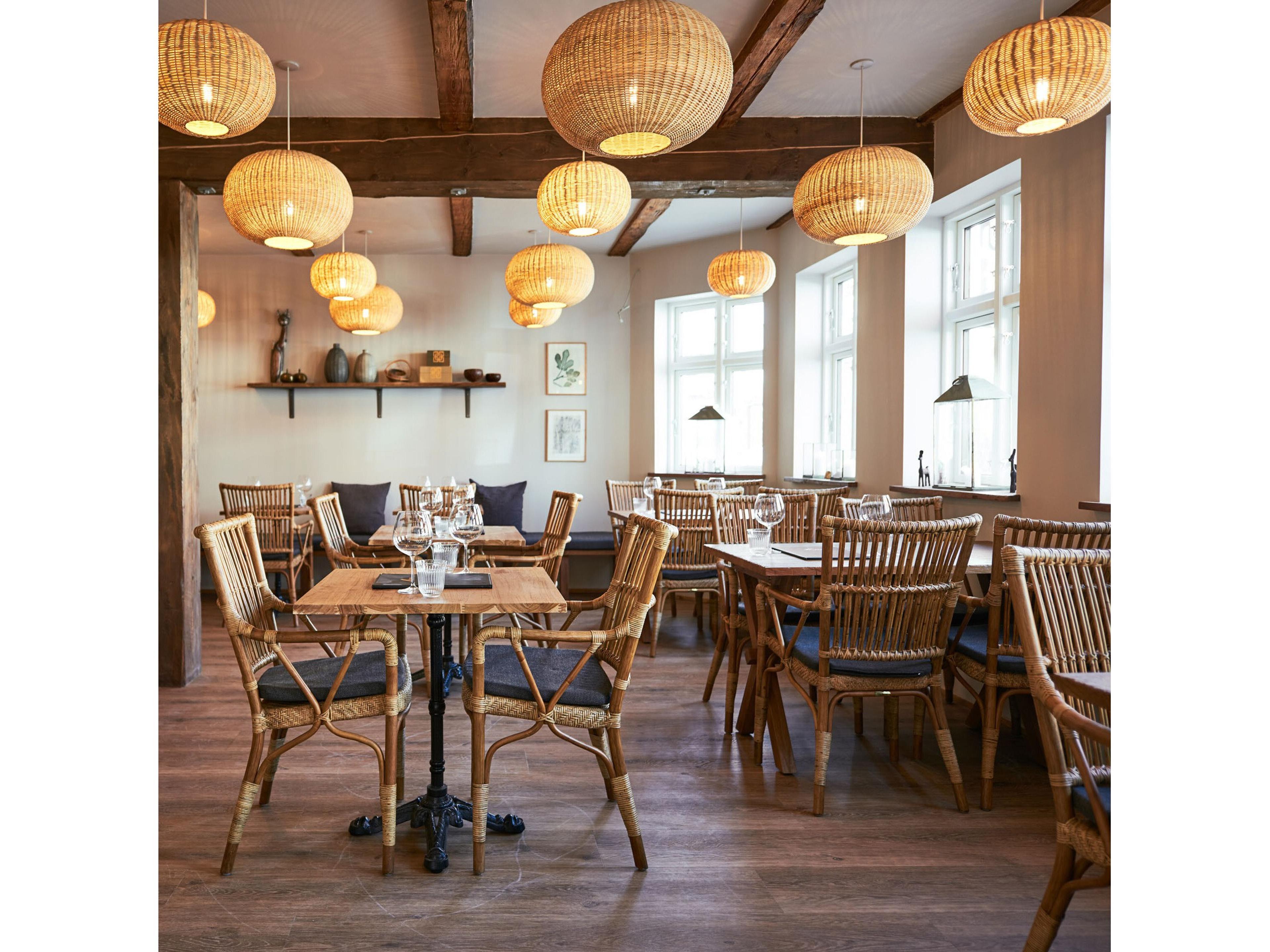 Sika Indoor Originals Piano Rattan Brown Arm Dining Chair