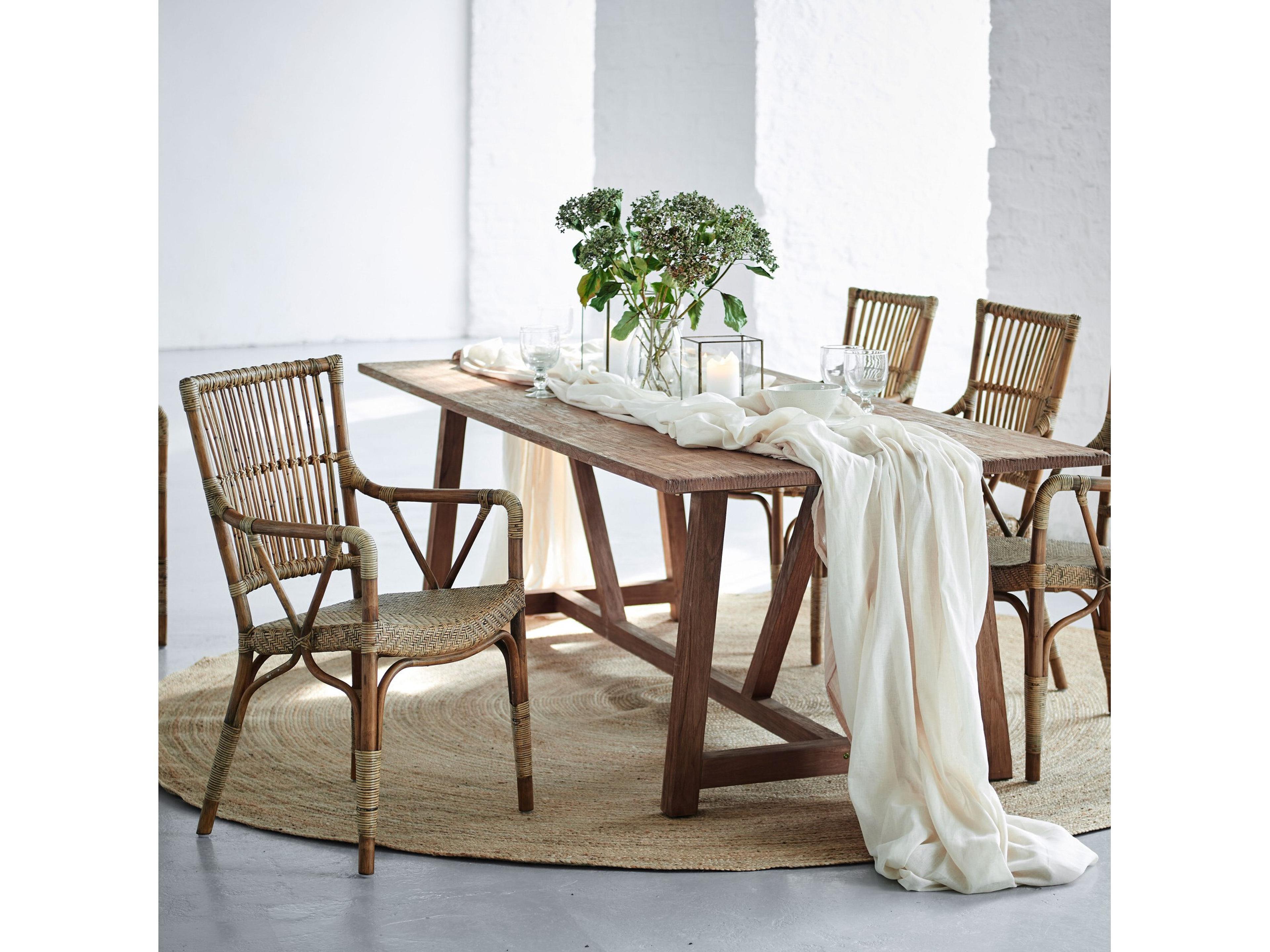 Sika Indoor Originals Piano Rattan Brown Arm Dining Chair