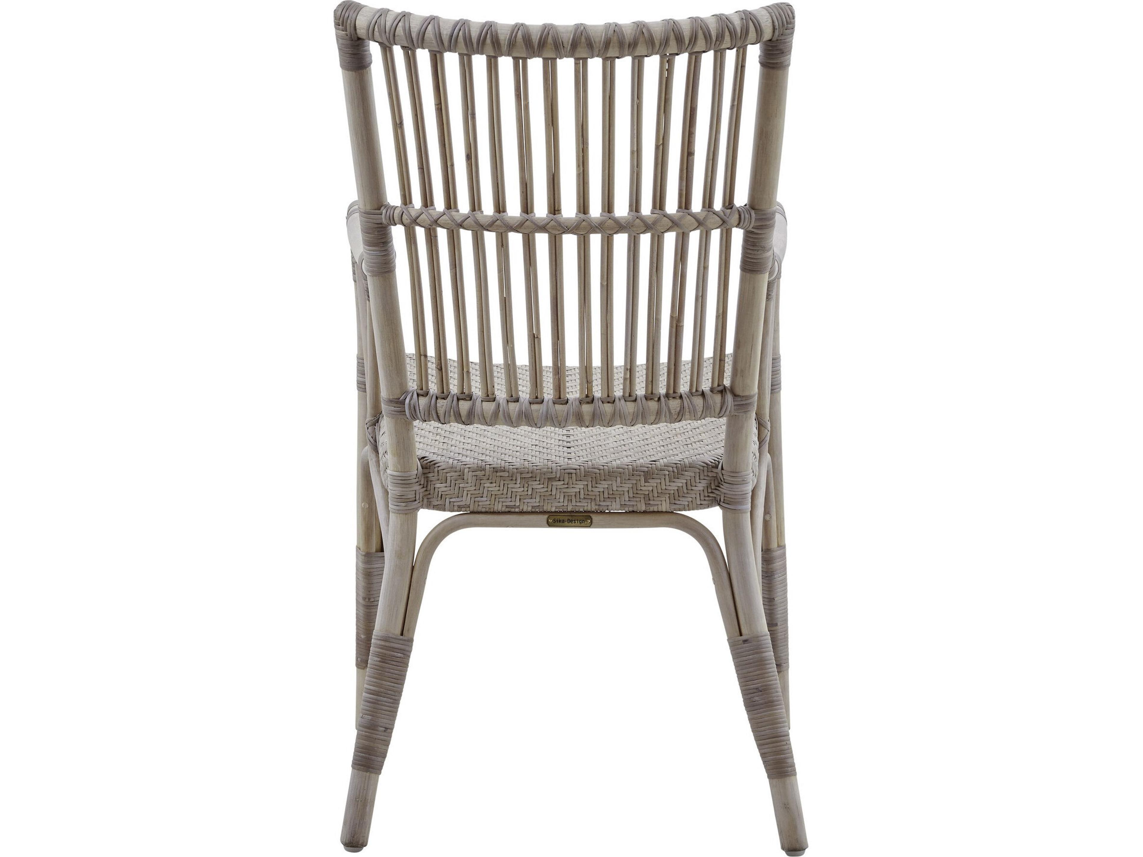 Sika Indoor Originals Piano Rattan Gray Arm Dining Chair