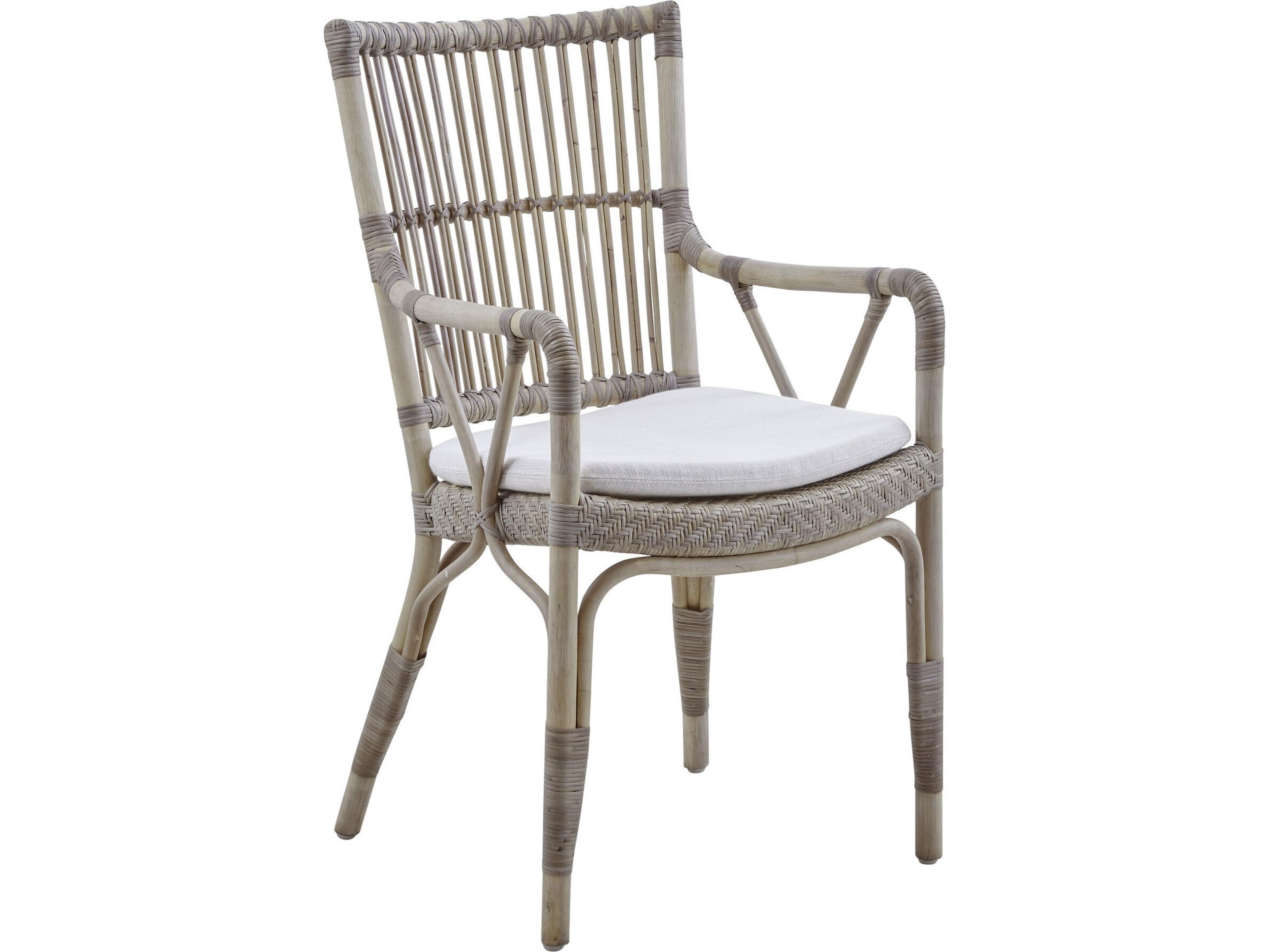 Sika Indoor Originals Piano Rattan Gray Arm Dining Chair