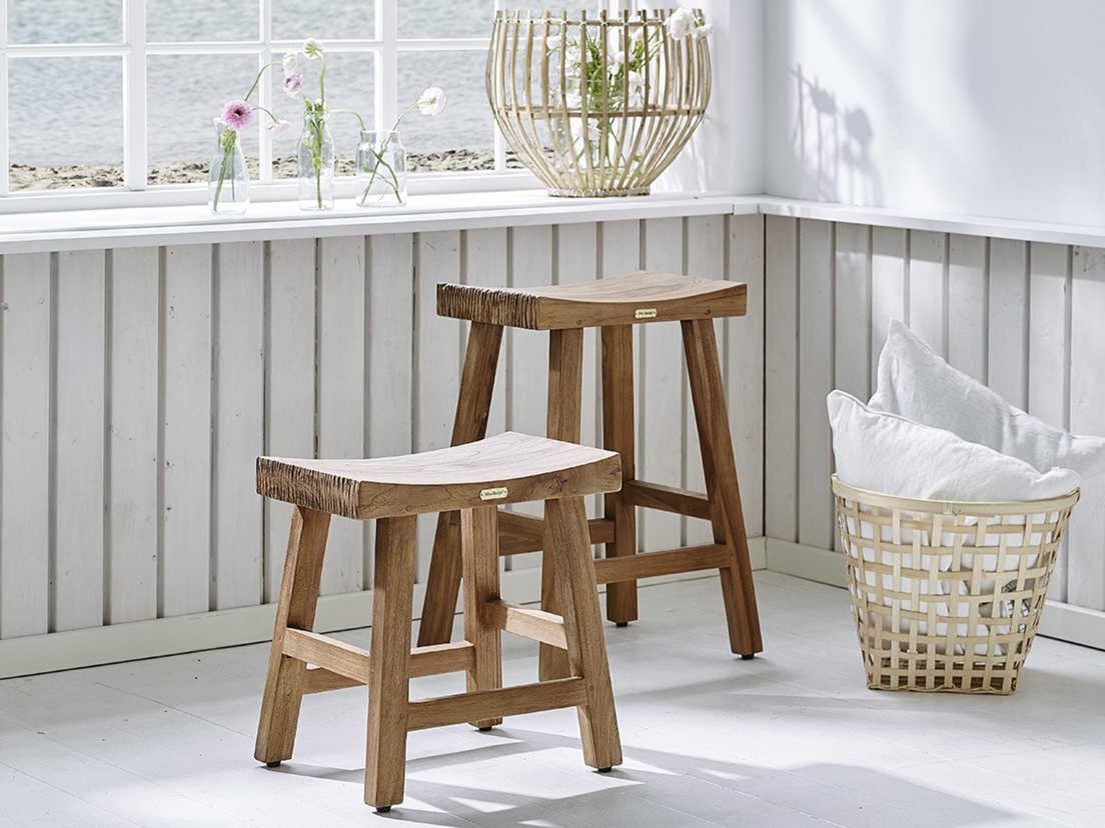Sika Indoor Teak Wood Counter Stool