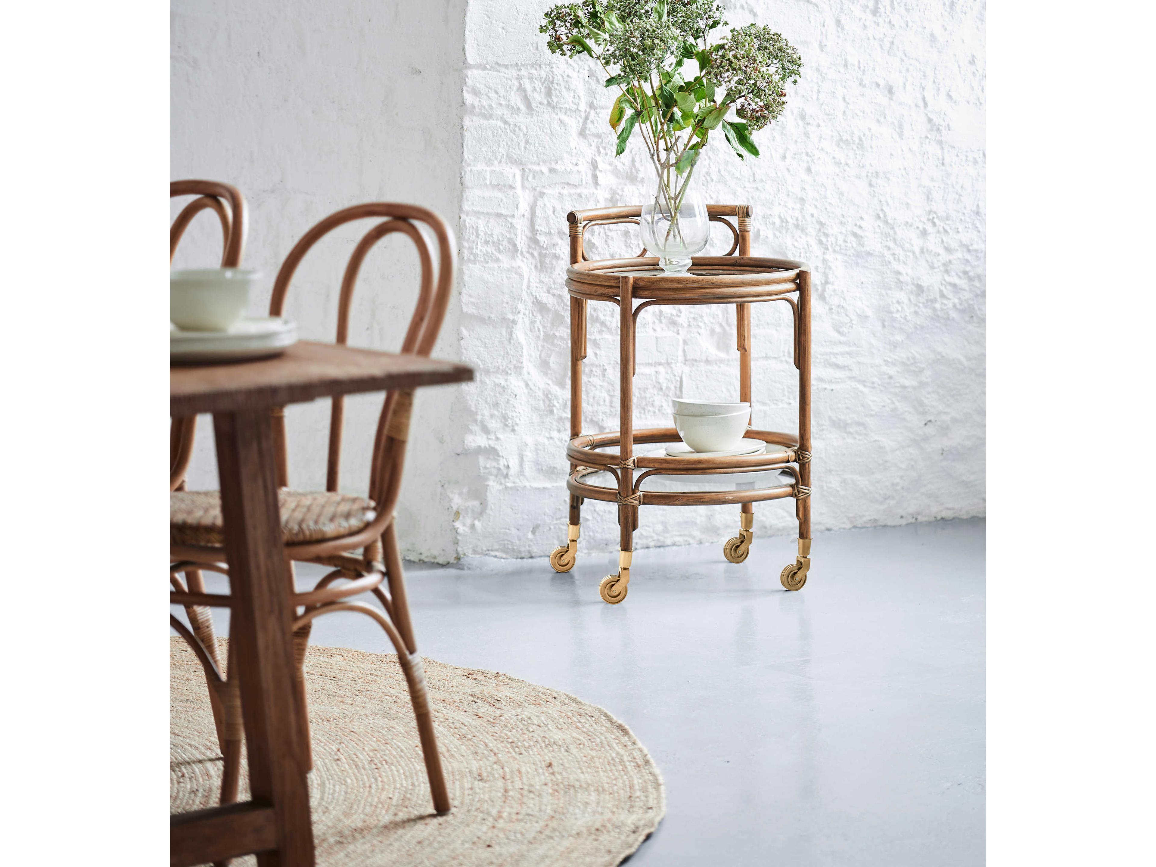 Sika Indoor Originals Glass Brown Trolley Bar Cart