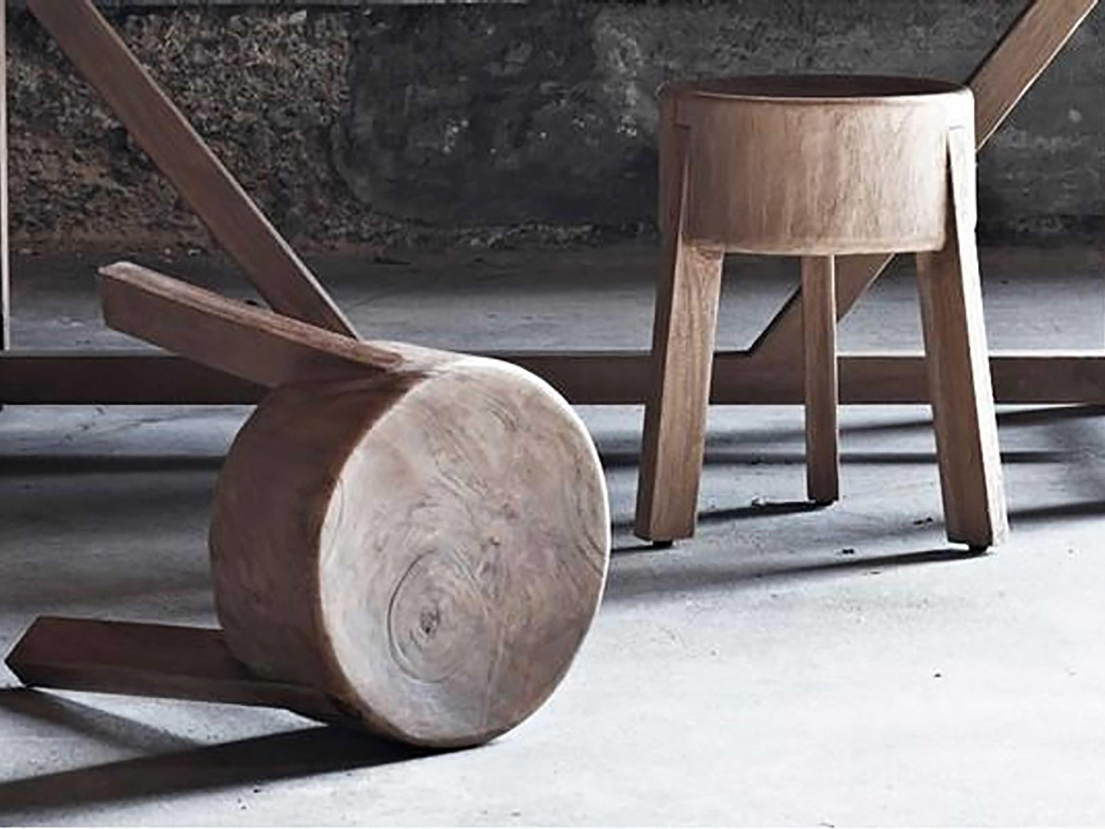 Sika Indoor Teak Brown Accent Stool