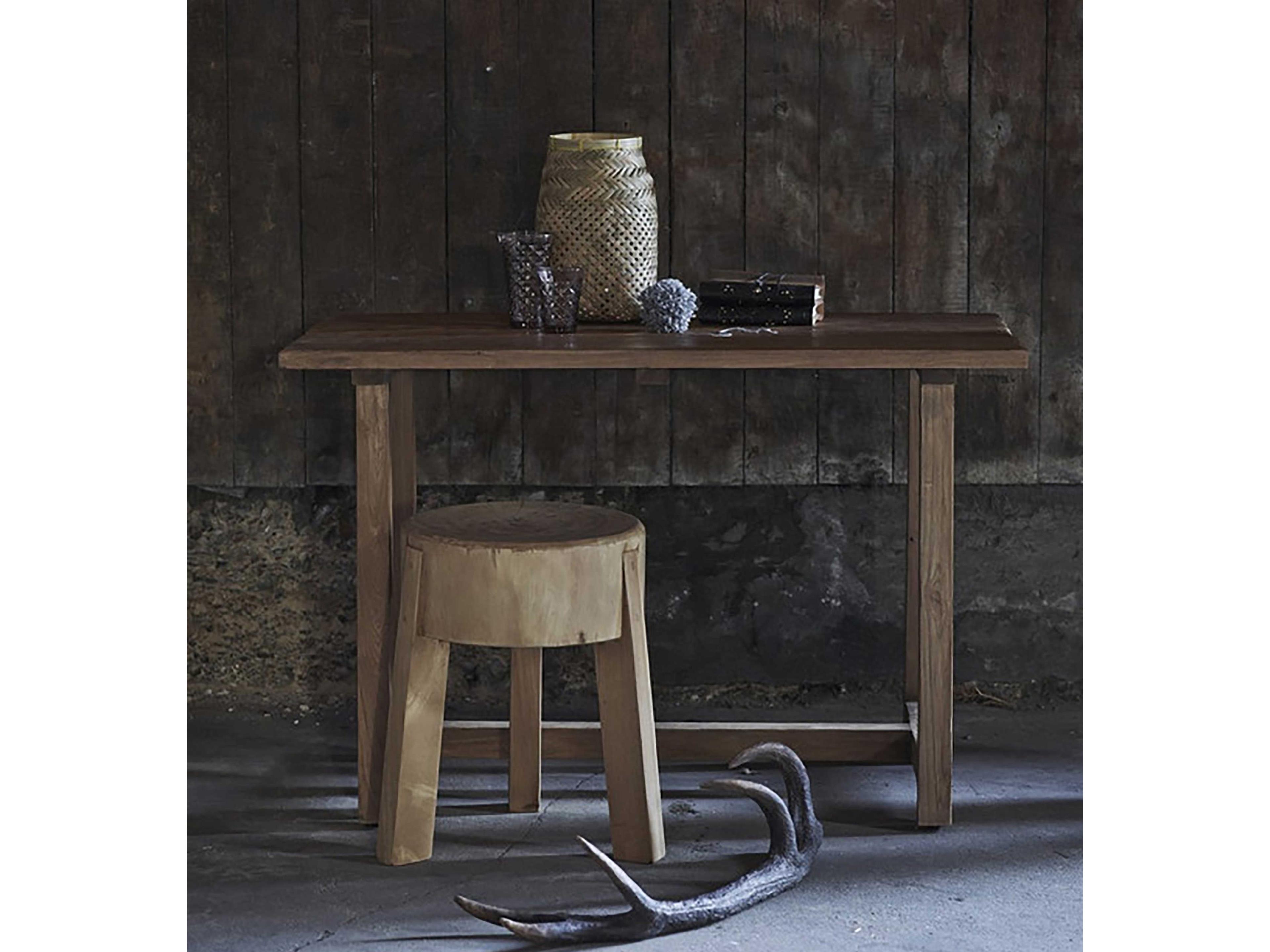 Sika Indoor Teak Brown Accent Stool