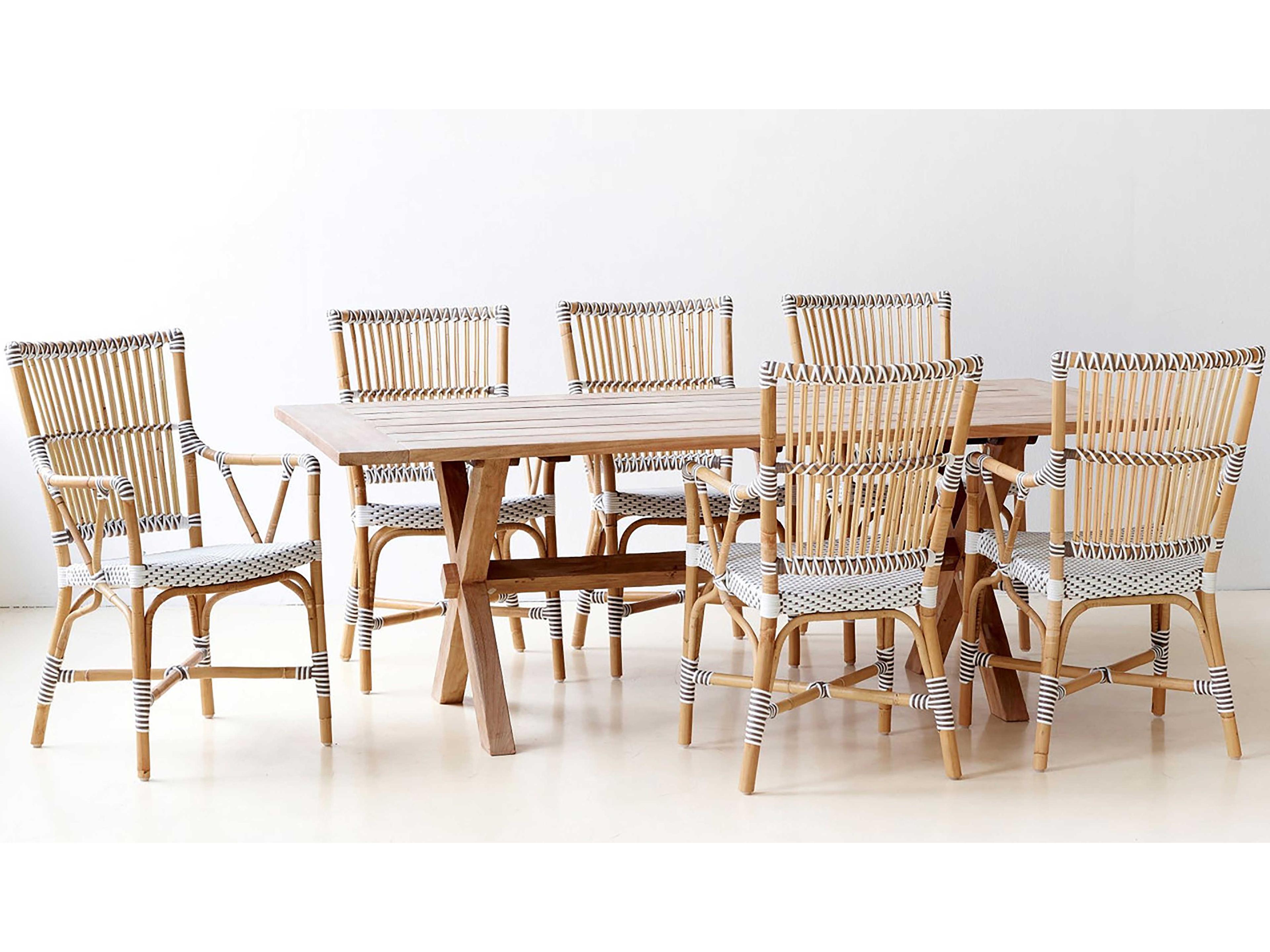 Sika Indoor Affaire Monique Bistro Rattan White Arm Dining Chair