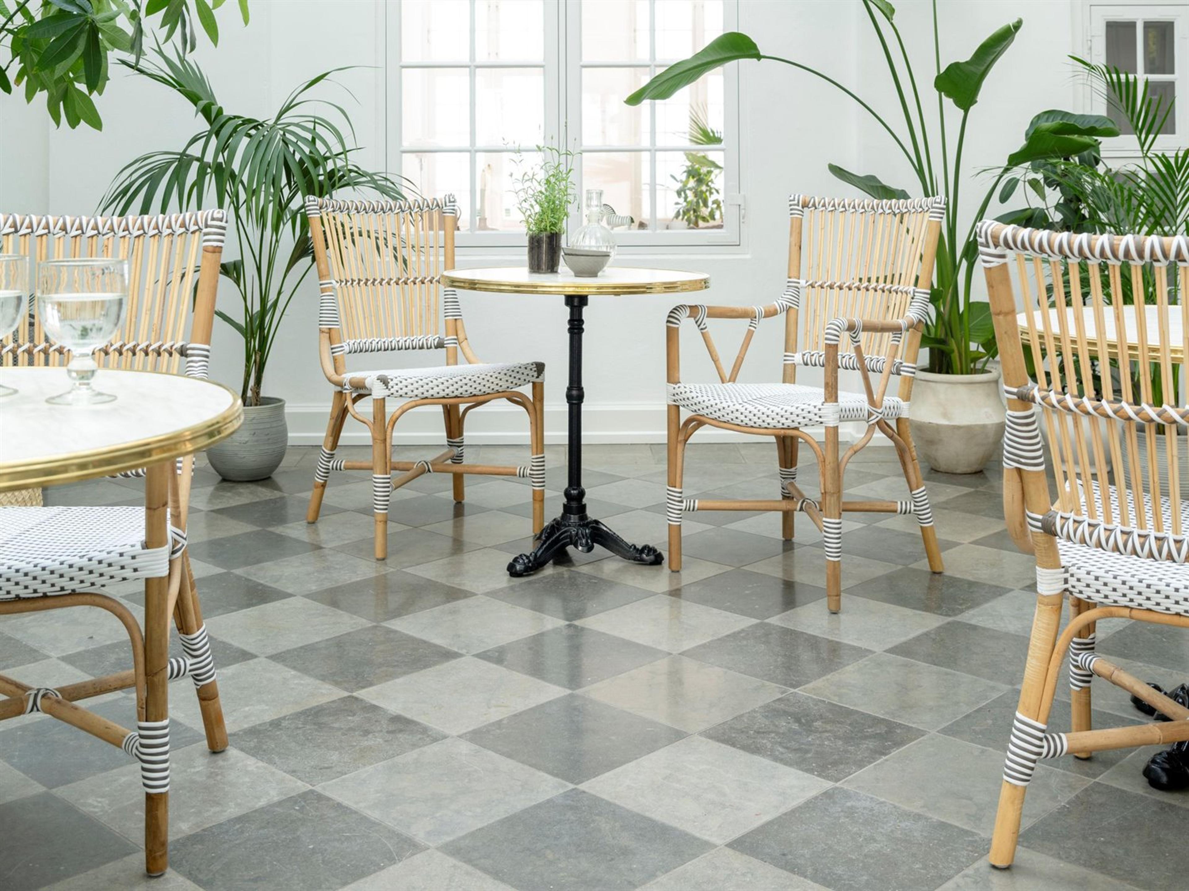 Sika Indoor Affaire Monique Bistro Rattan White Arm Dining Chair