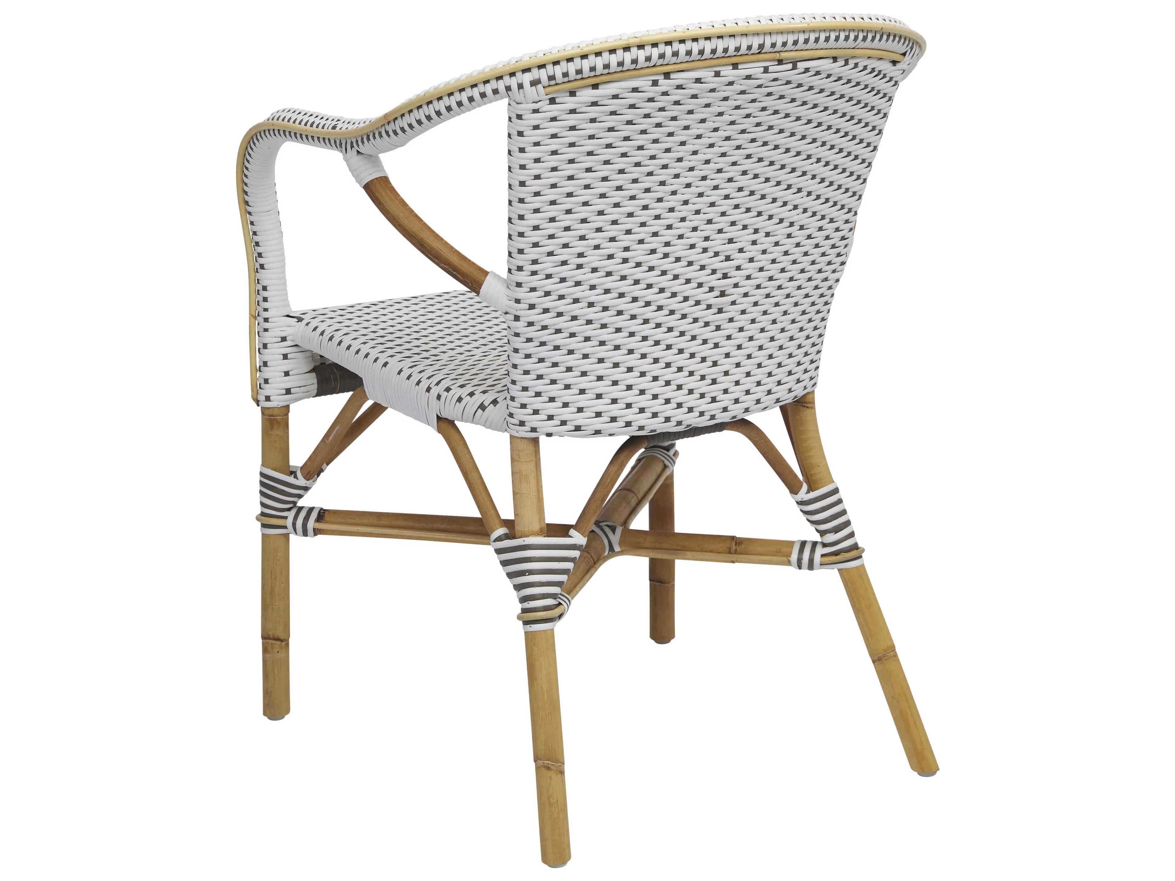 Sika Indoor Affaire Madeleine Bistro Rattan White Arm Dining Chair