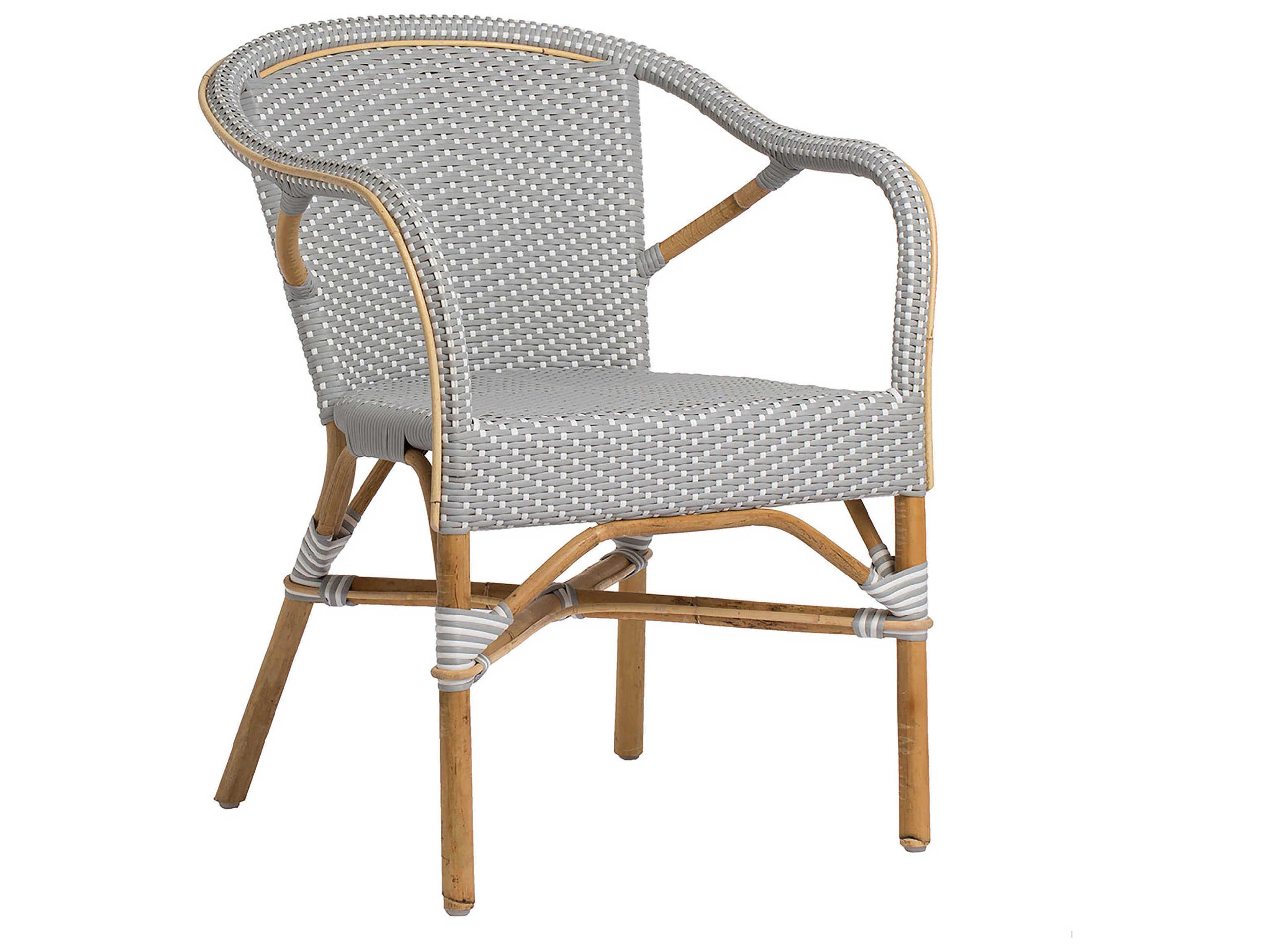 Affaire Madeleine Bistro Rattan Gray Arm Dining Chair