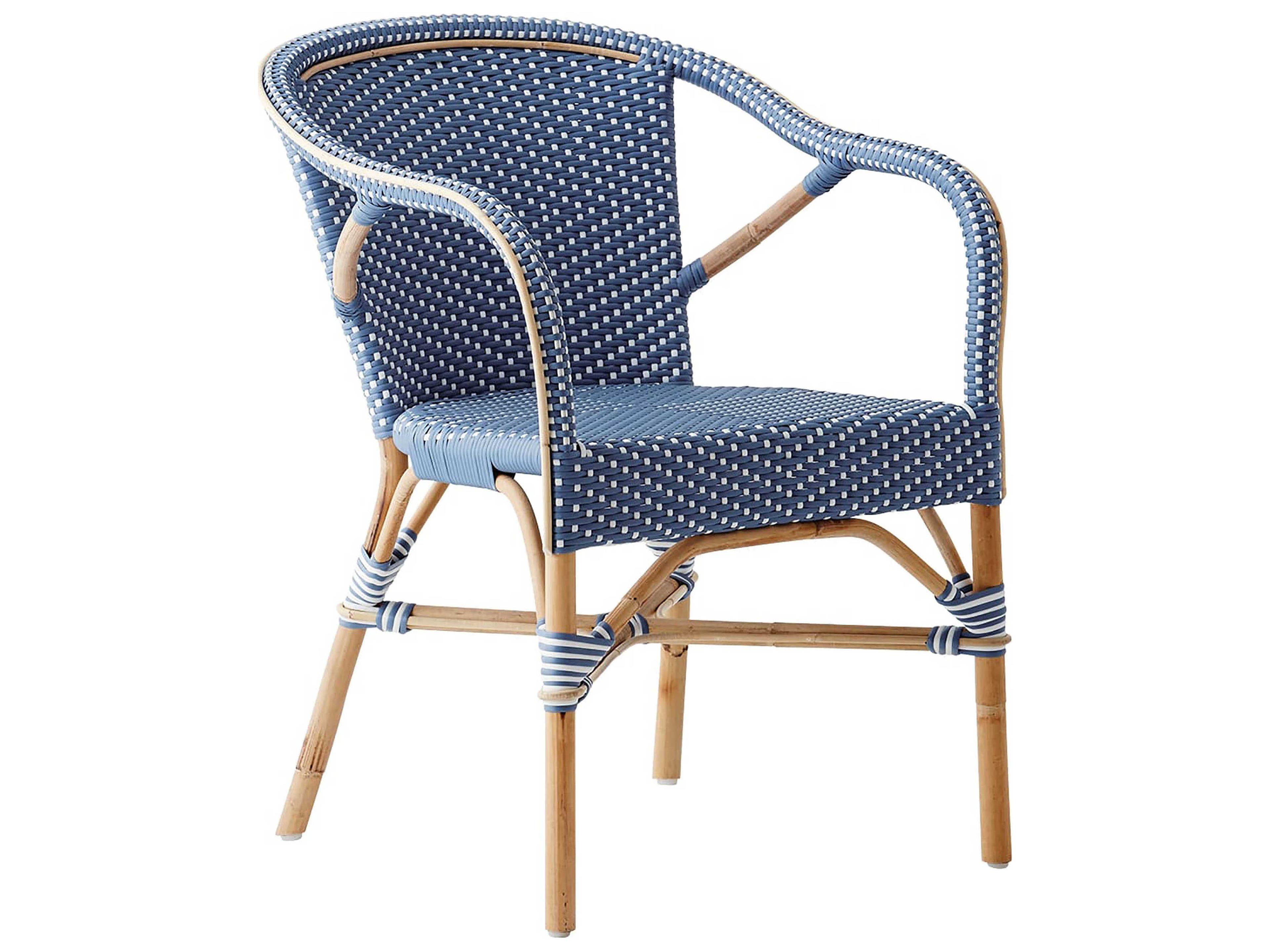 Affaire Madeleine Bistro Rattan Blue Arm Dining Chair