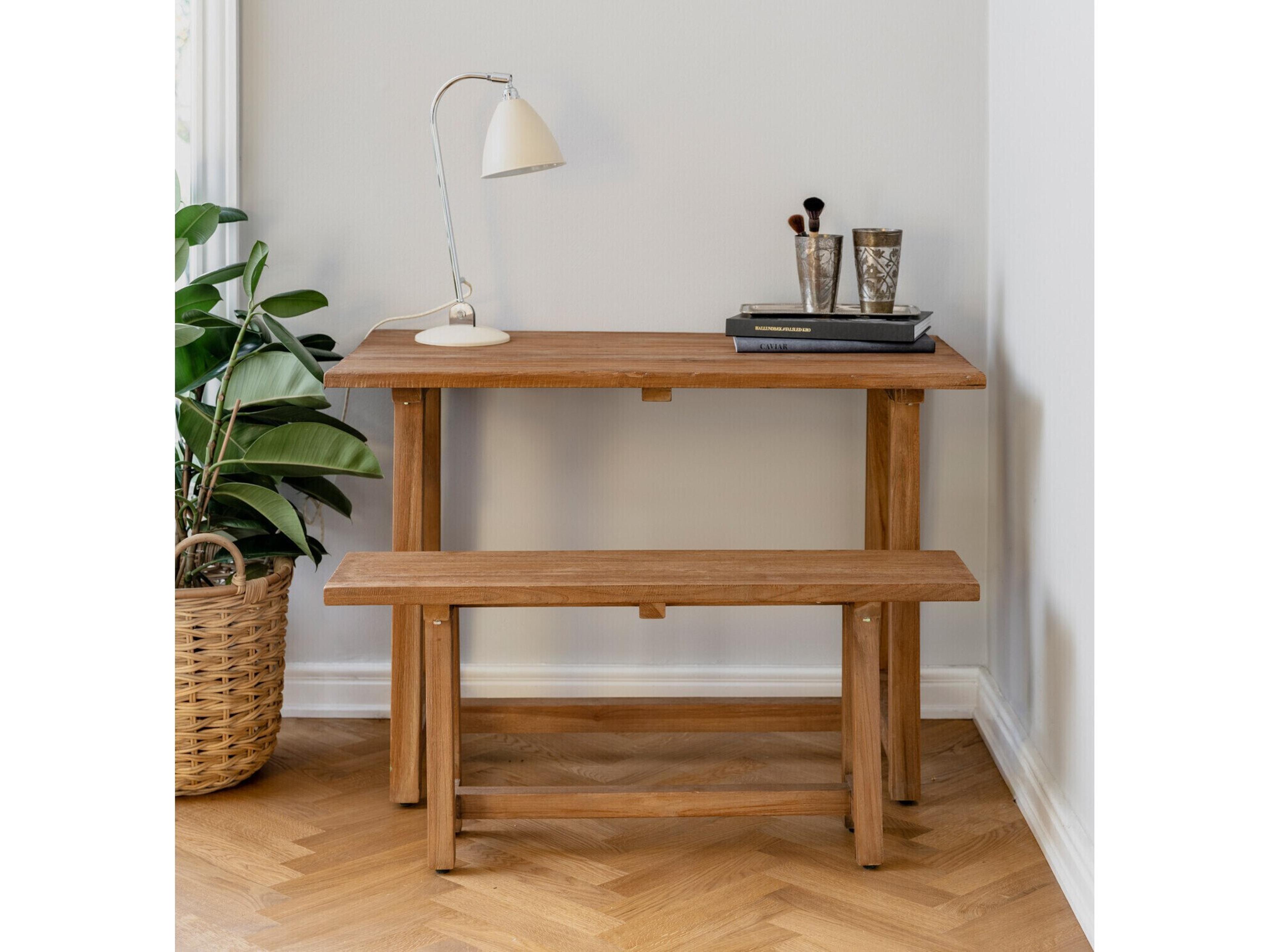 Sika Indoor Lucas Teak Brown Wood Computer Desk