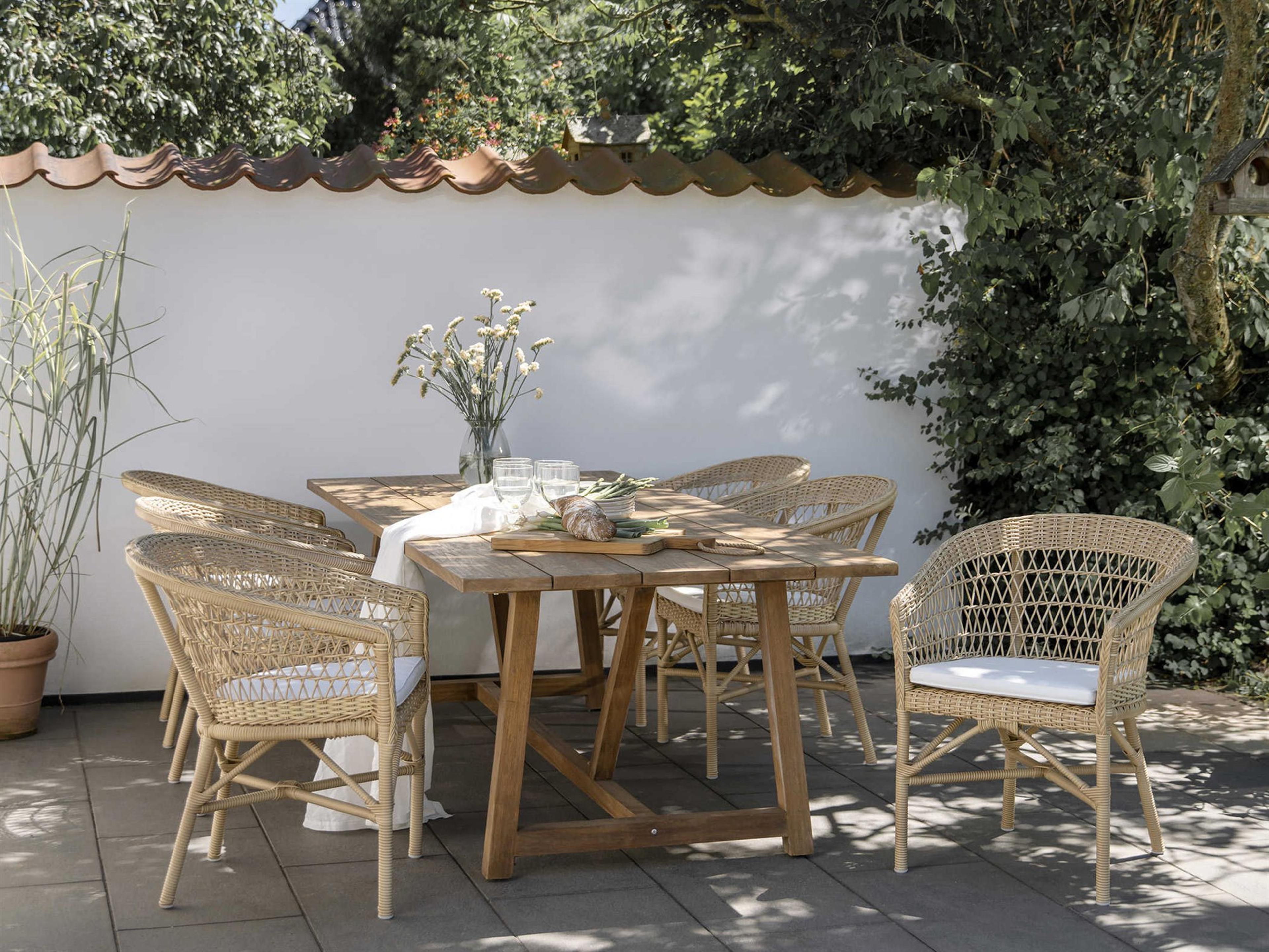 Teak Rattan Dining Room Set