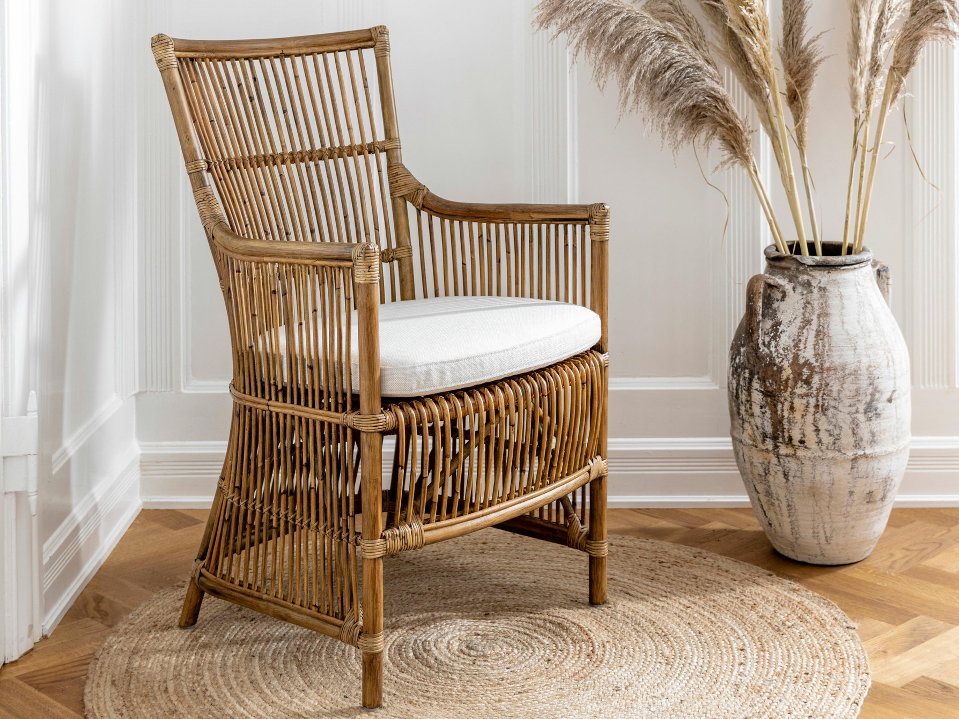 Sika Indoor Originals Rattan White Armless Dining Chair