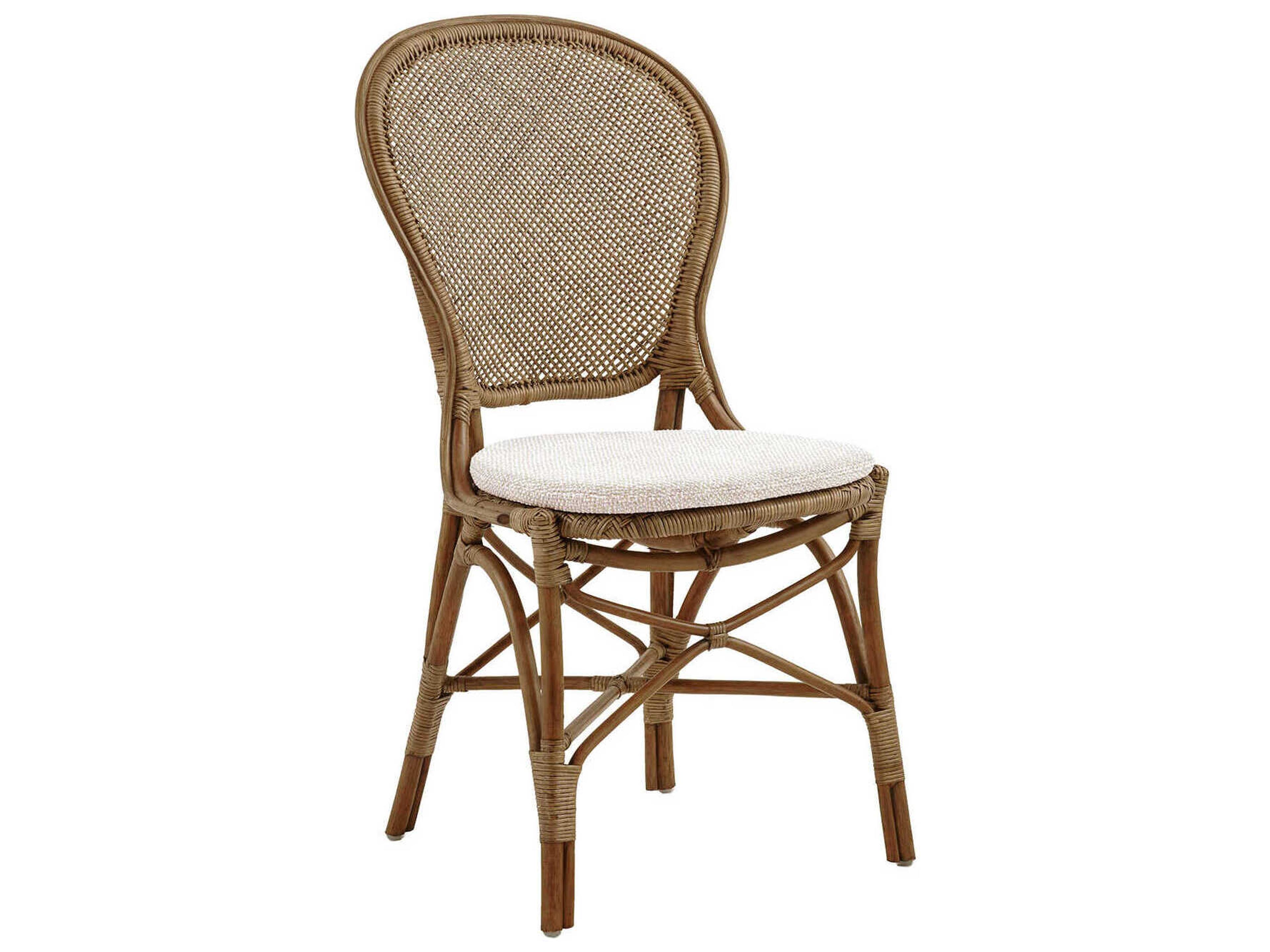 Originals Rattan Brown Upholstered Armless Dining Chair & Sand Cushion Set