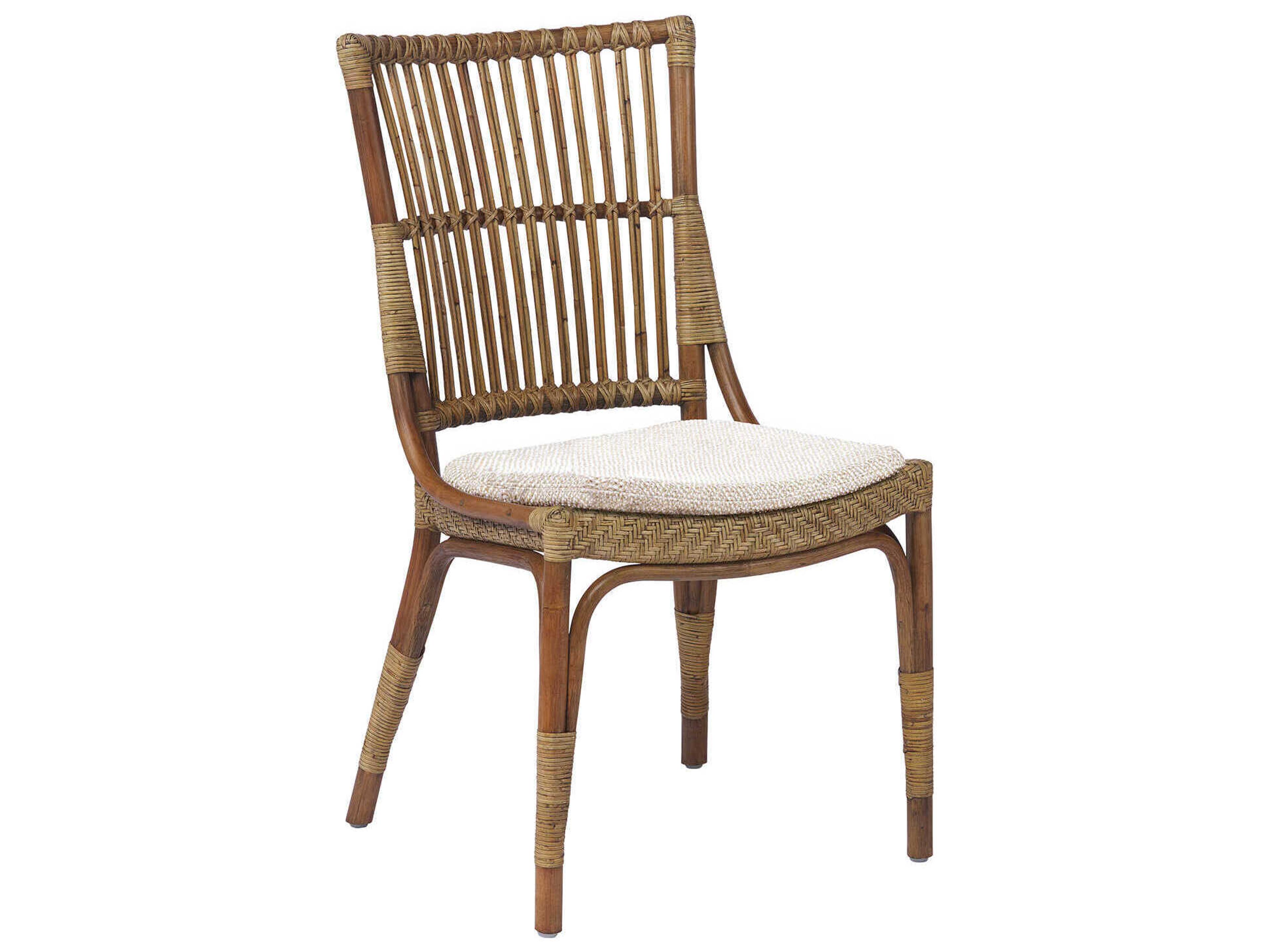 Originals Rattan Brown Upholstered Armless Dining Chair & Sand Cushion Set