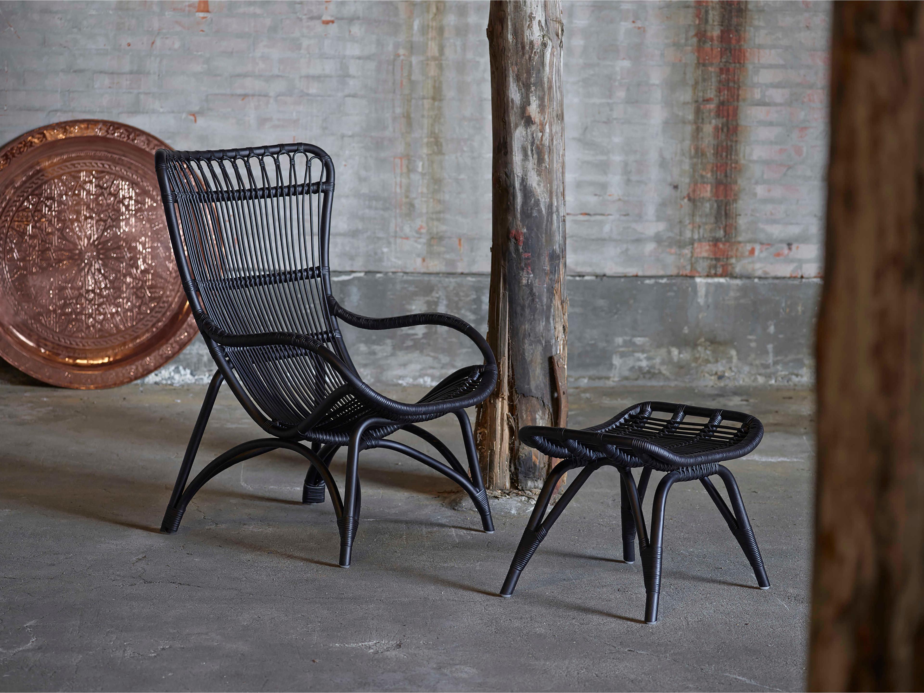 Sika Indoor Originals Monet Highback Black Accent Chair with Footstool