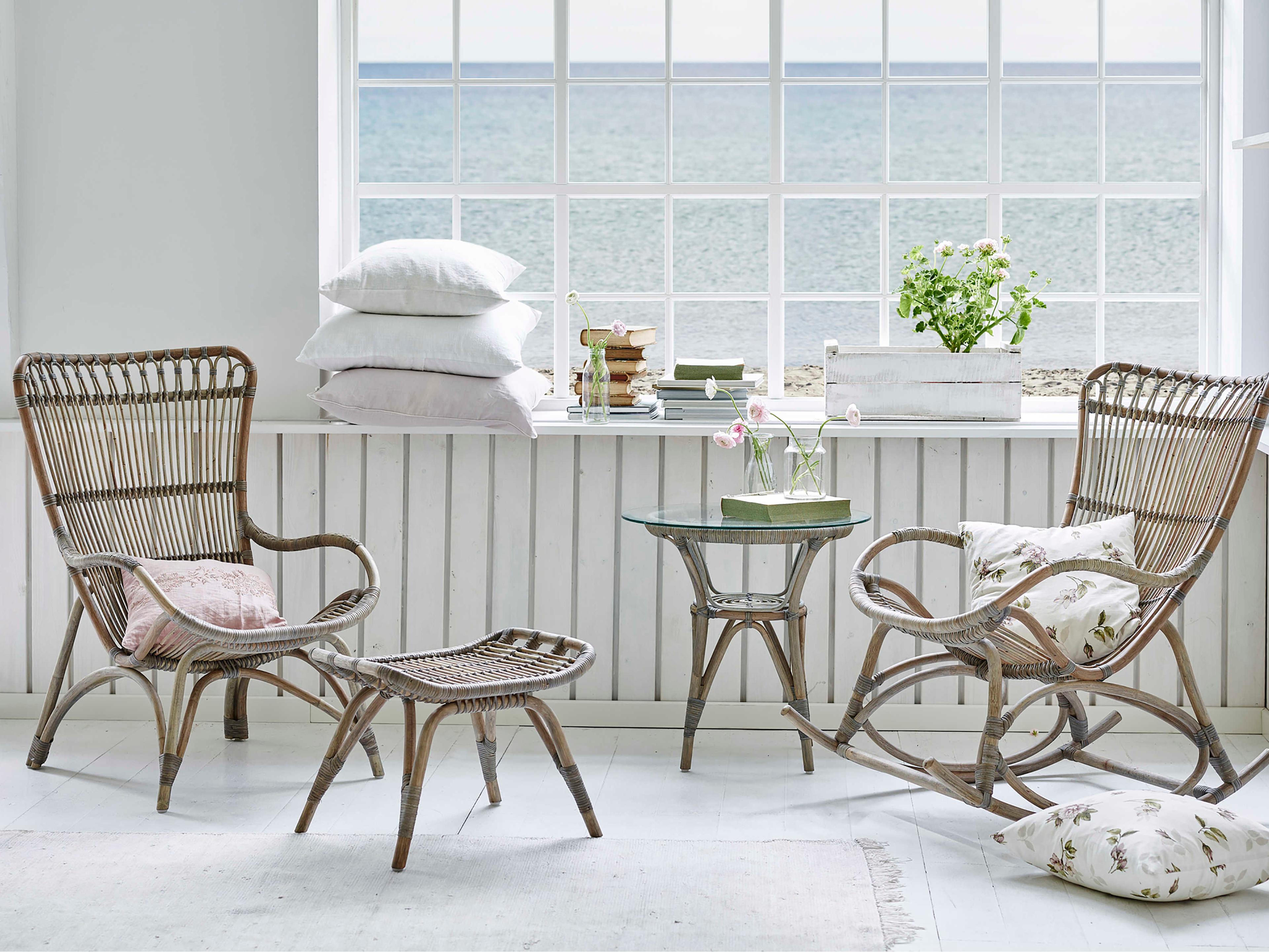 Sika Indoor Originals Monet Highback Gray Accent Chair with Footstool