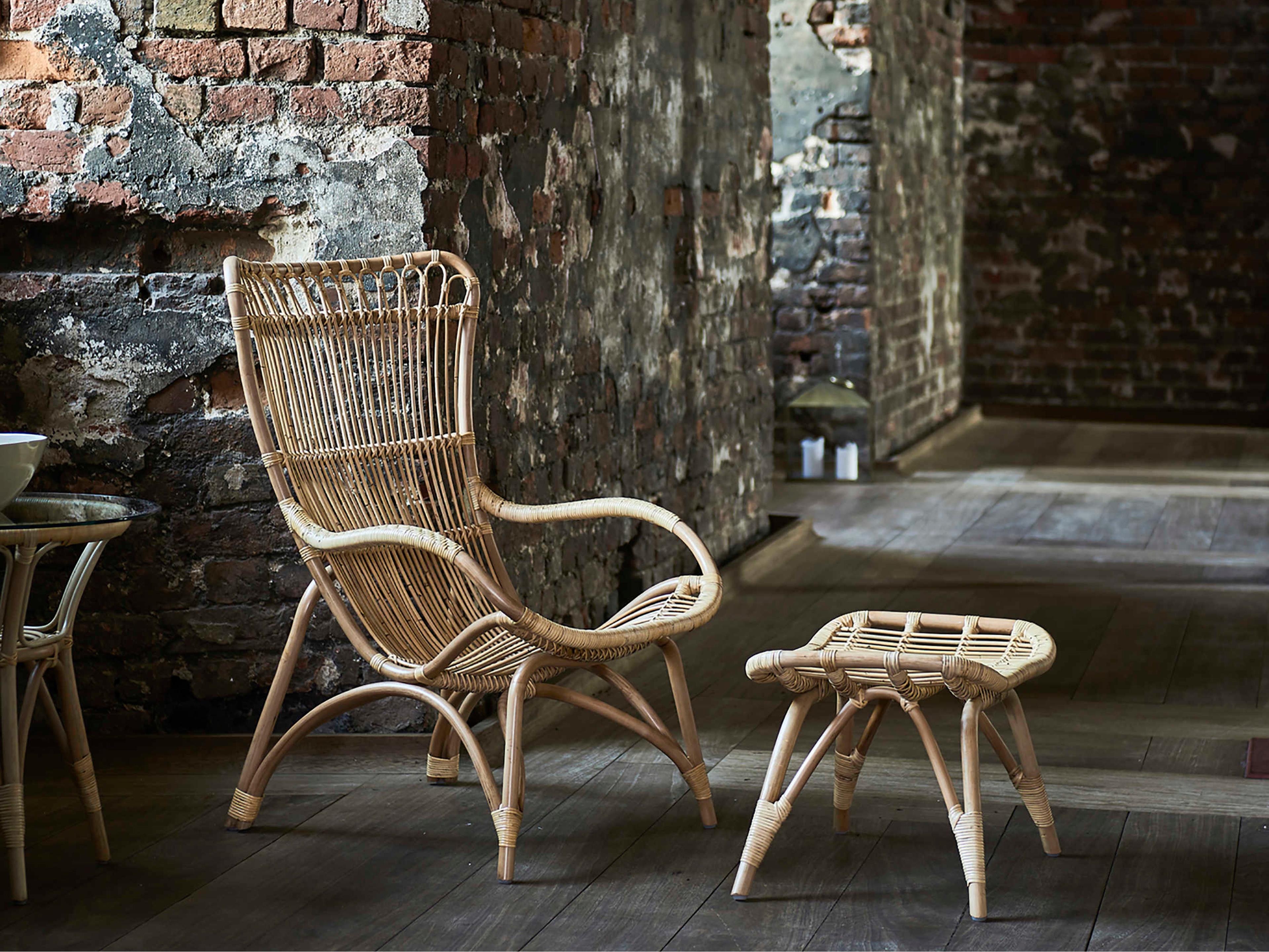 Sika Indoor Originals Monet Highback Brown Accent Chair with Footstool