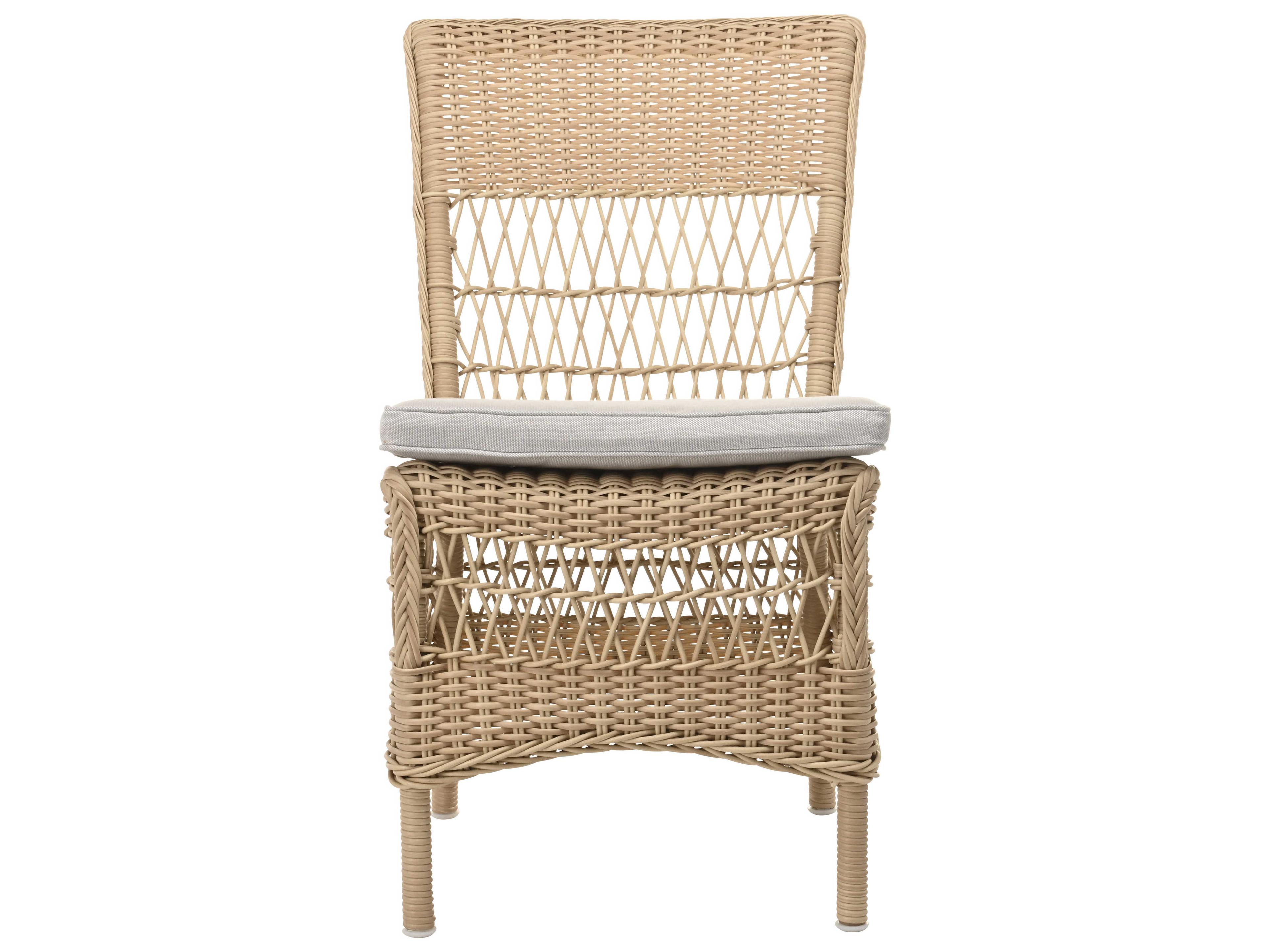 Sika Indoor Georgia Garden Marie Rattan Gray Upholstered Side Dining Chair with Cushion