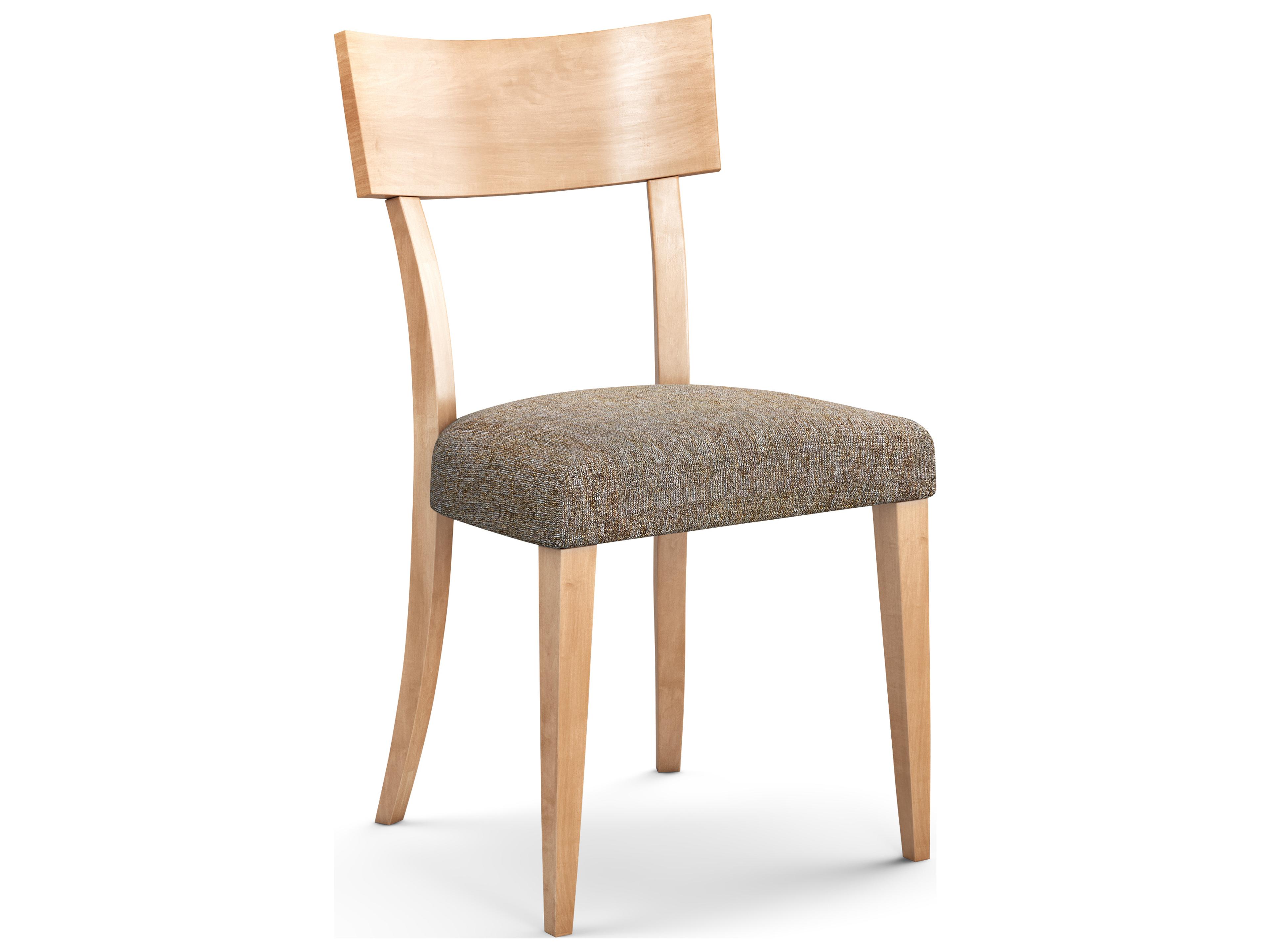 Simon Beech Wood Brown Upholstered Armless Dining Chair
