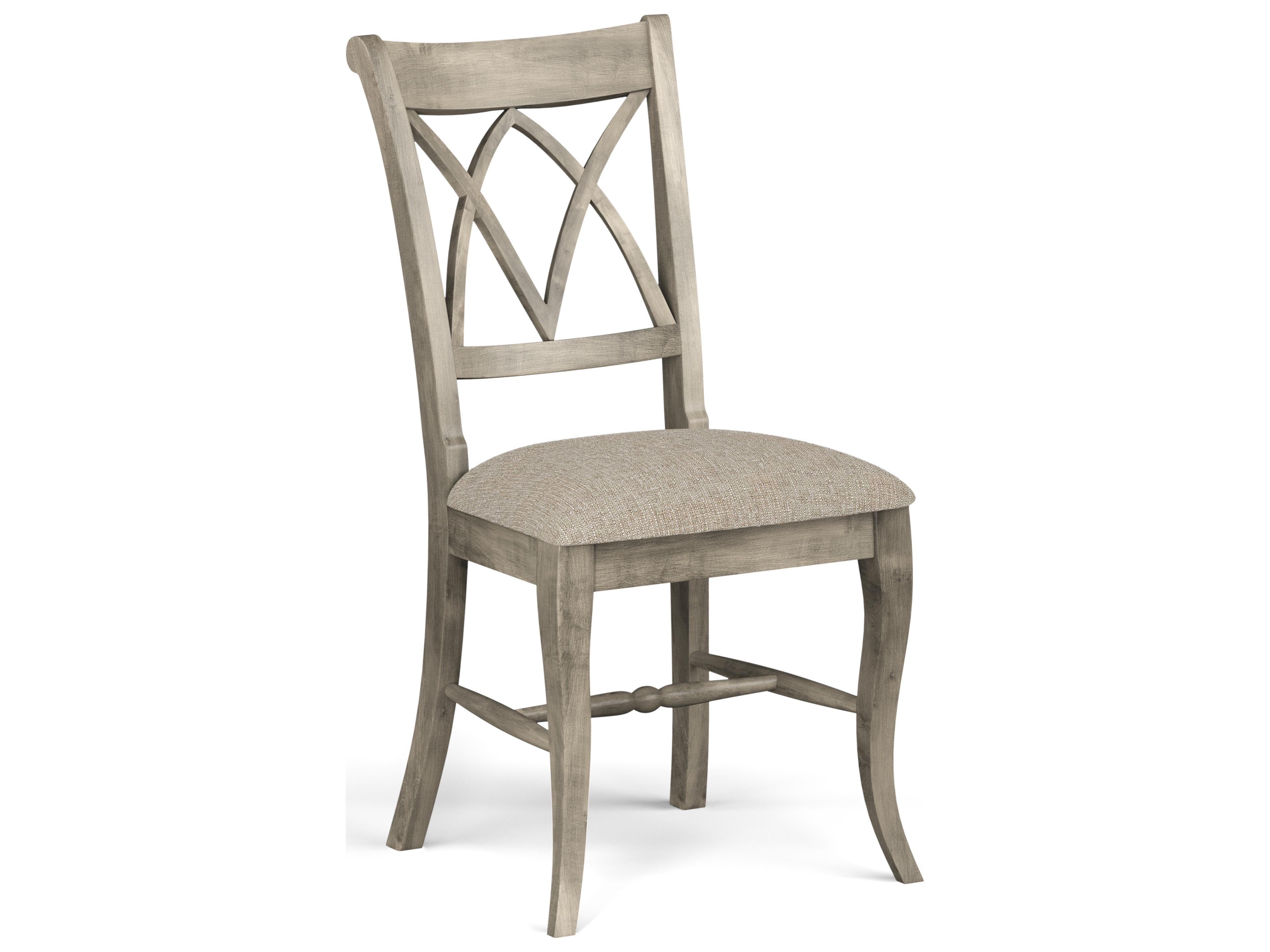 Emma Beech Wood Beige Upholstered Armless Dining Chair