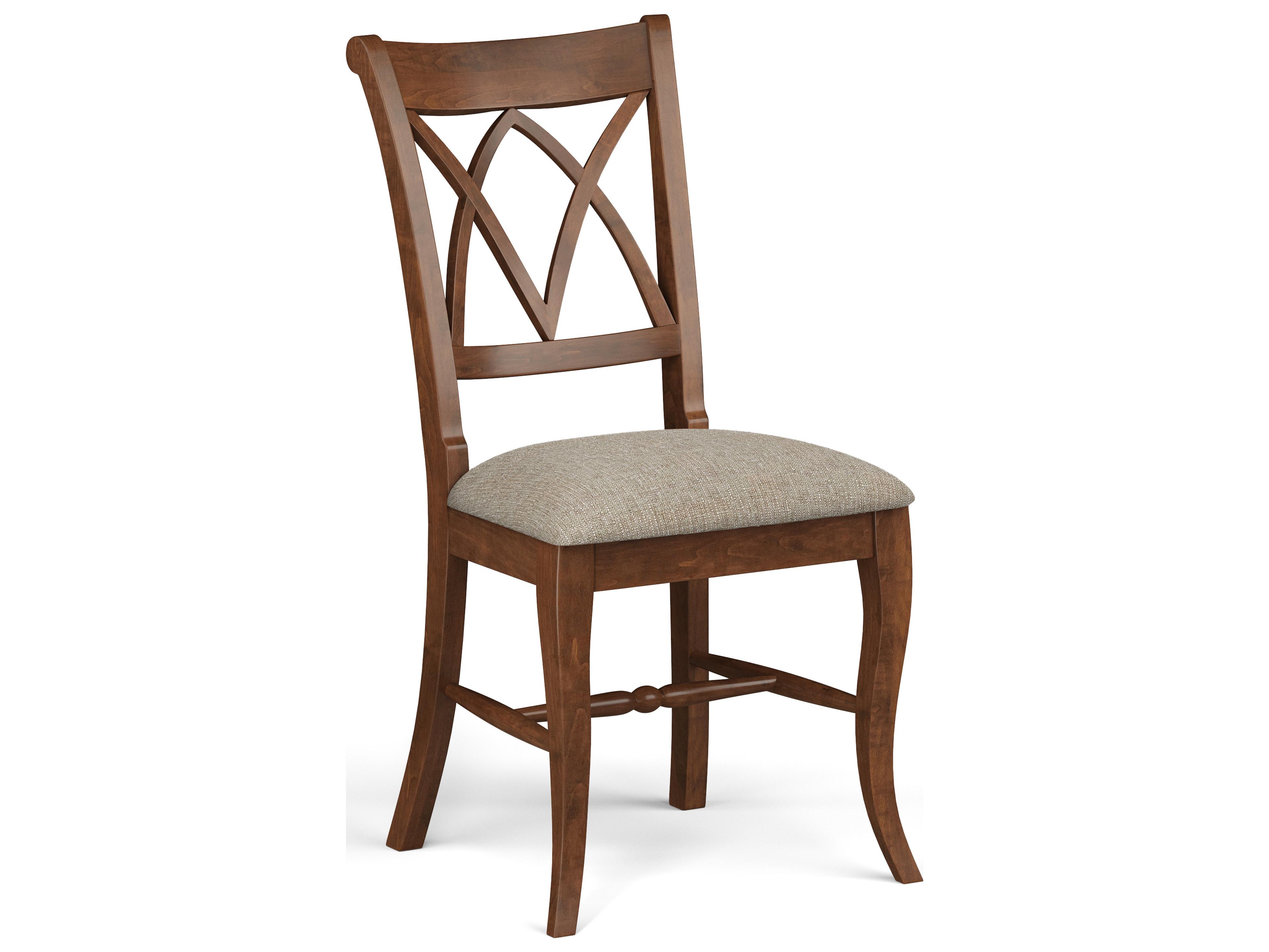 Emma Beech Wood Beige Upholstered Armless Dining Chair