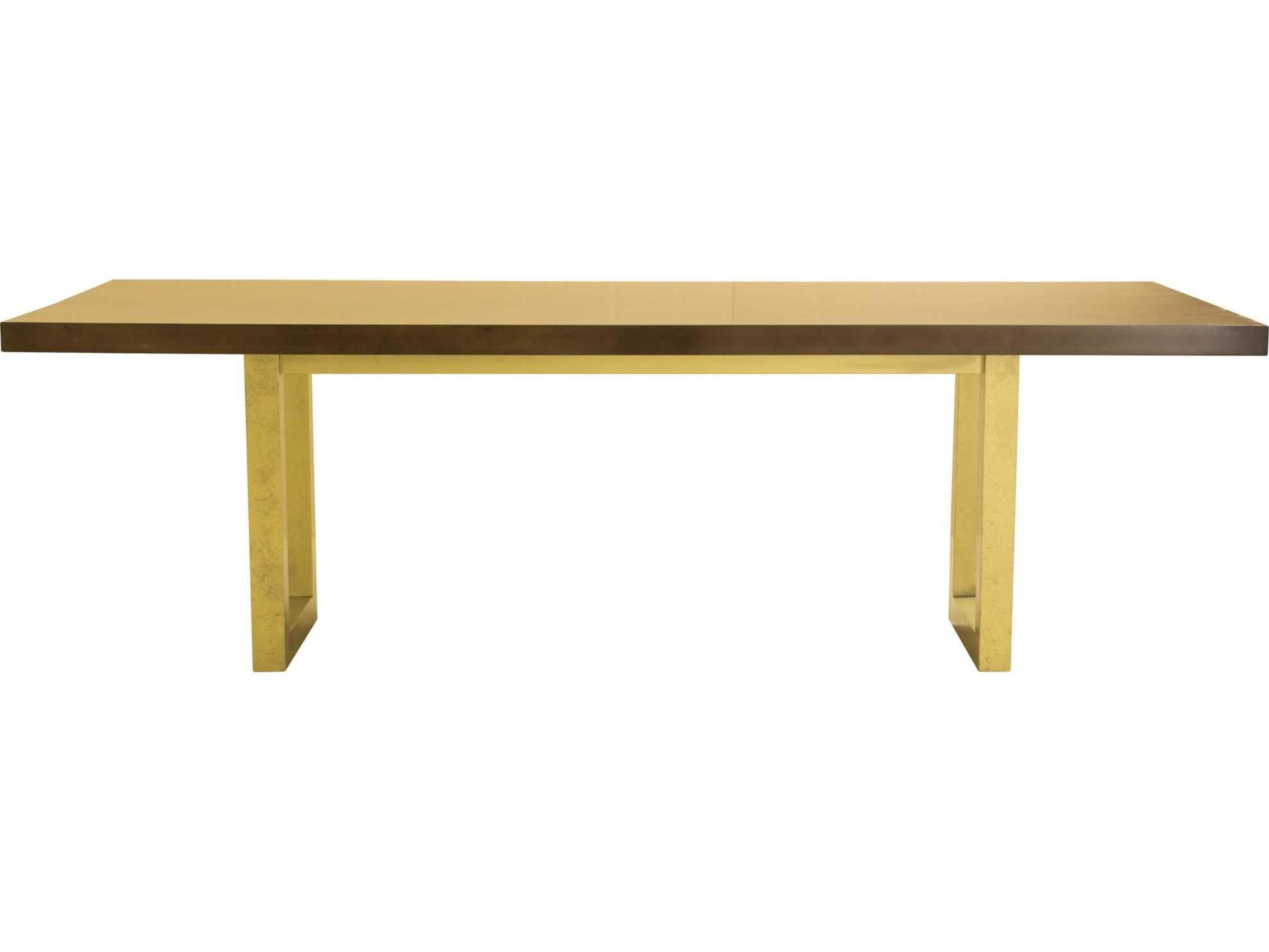 Saloom Oracle Rectangular Wood Aurora Burnished Gold Dining Table