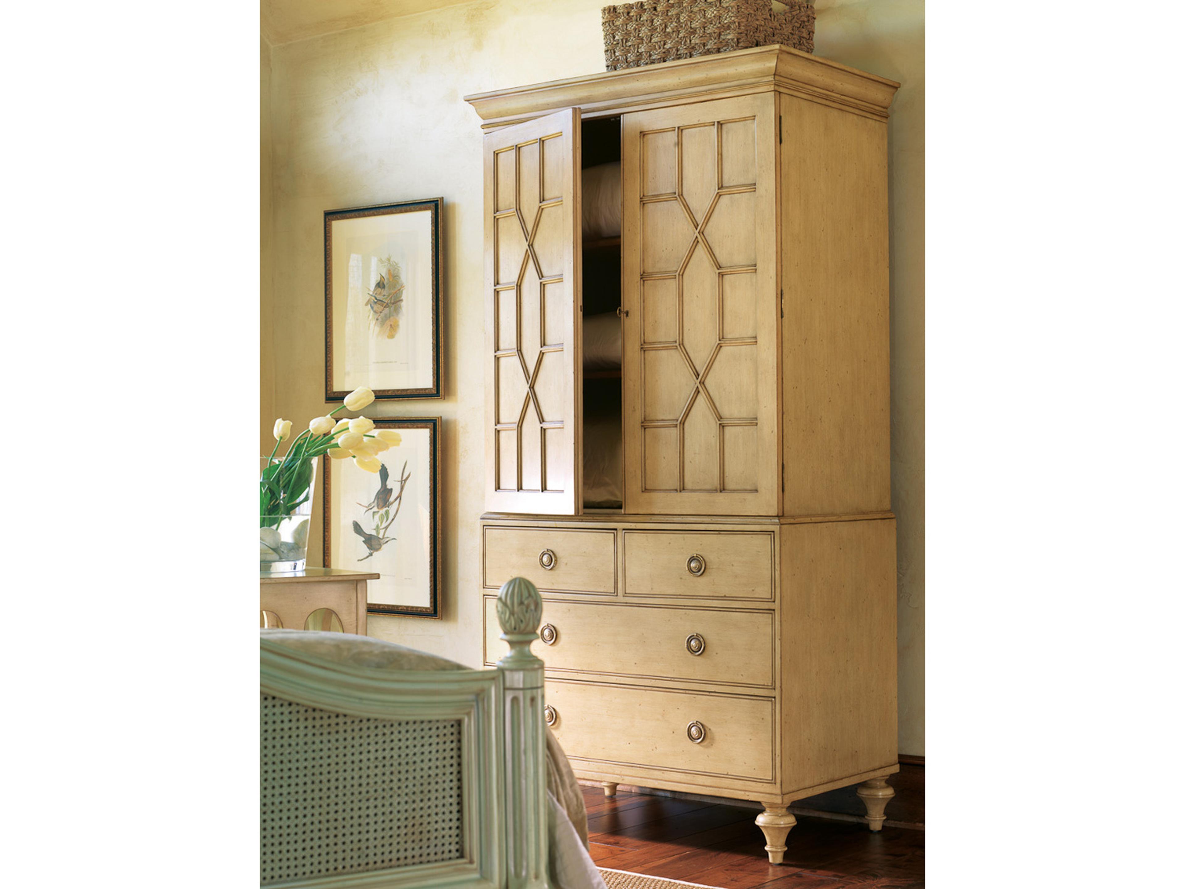 New Hope Beige Mahogany Wood Linen Press