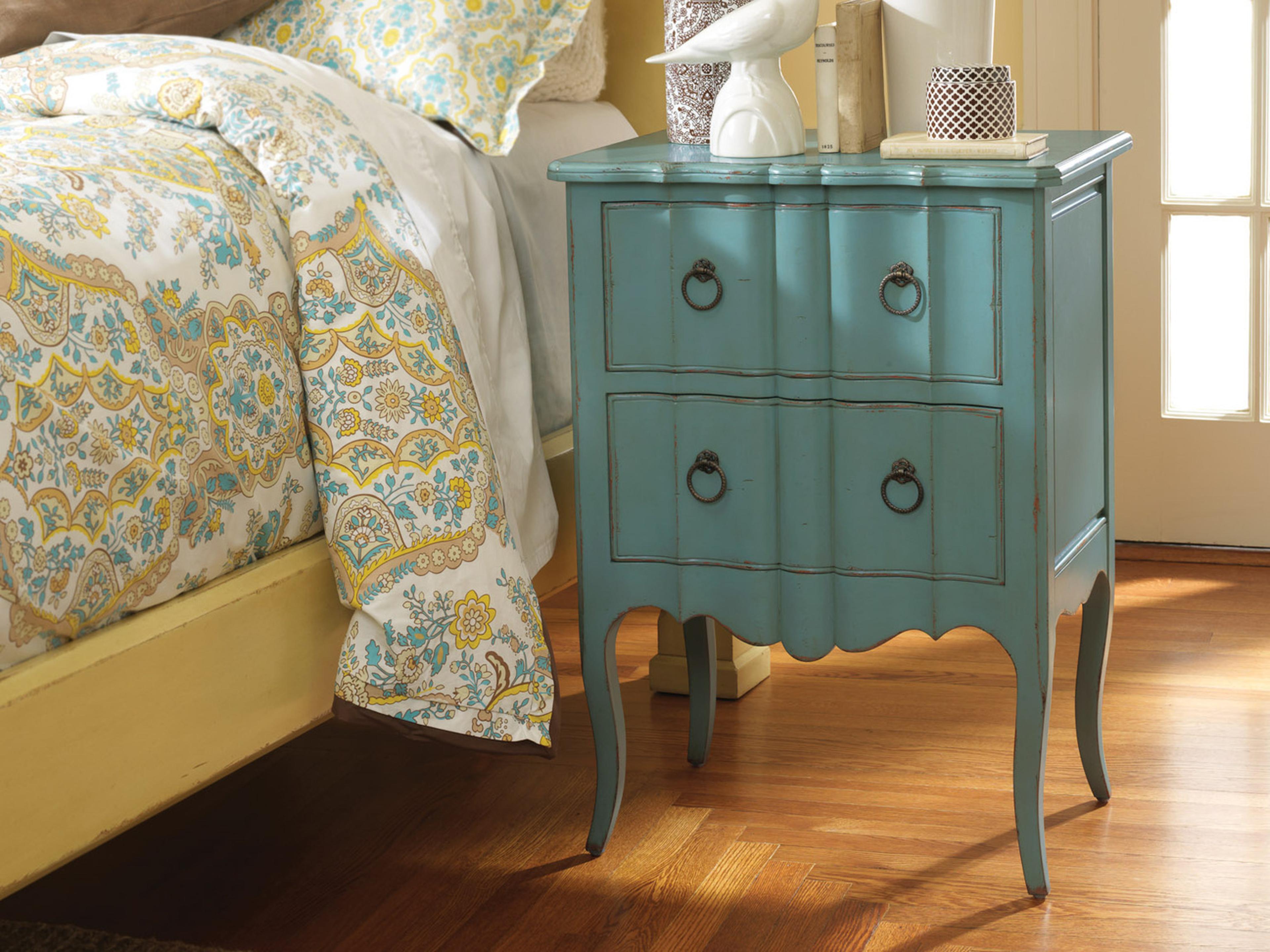 Westhampton 2-Drawers Blue Mahogany Wood Nightstand