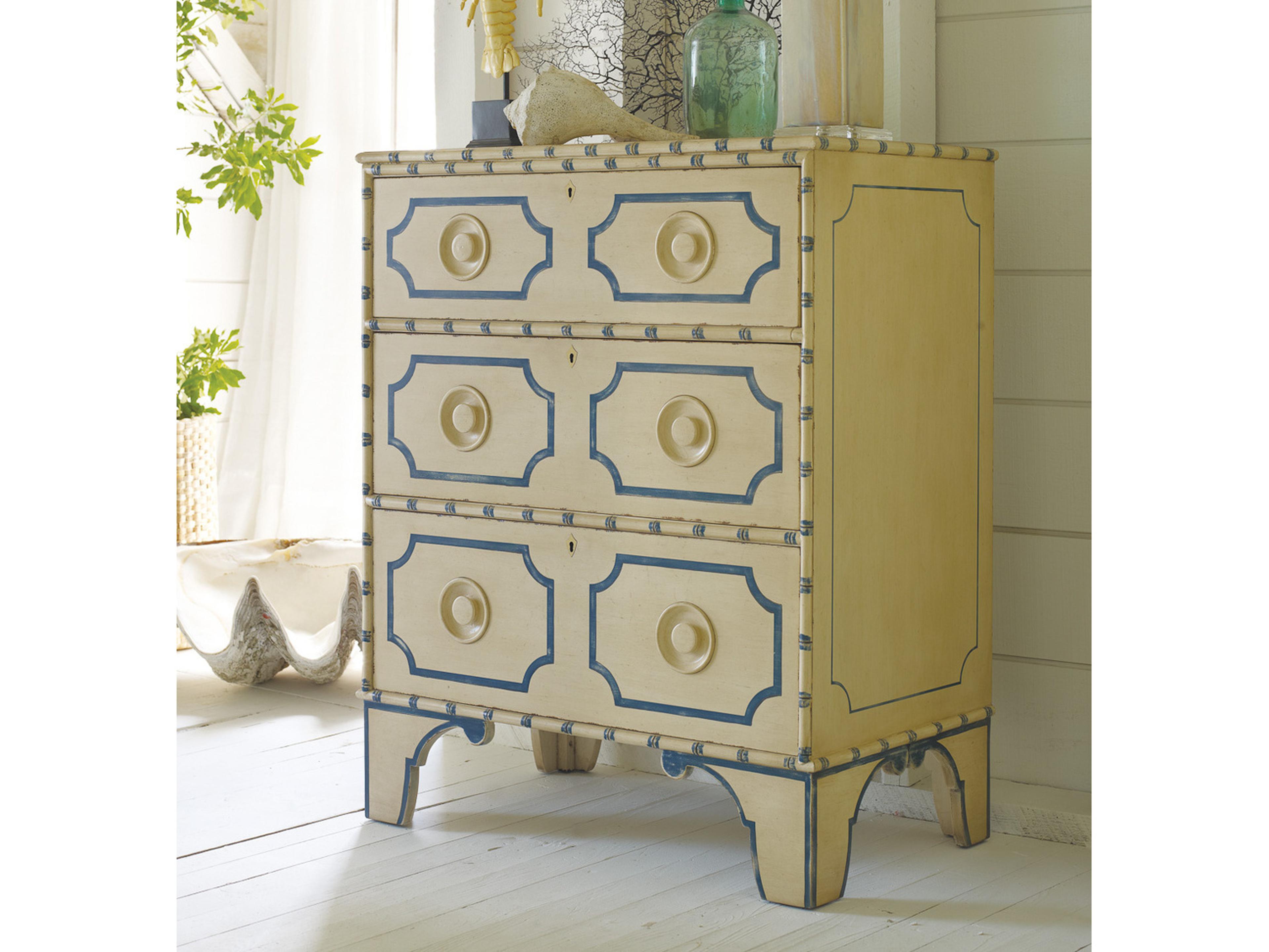 Indian Key Beige Mahogany Wood Accent Chest