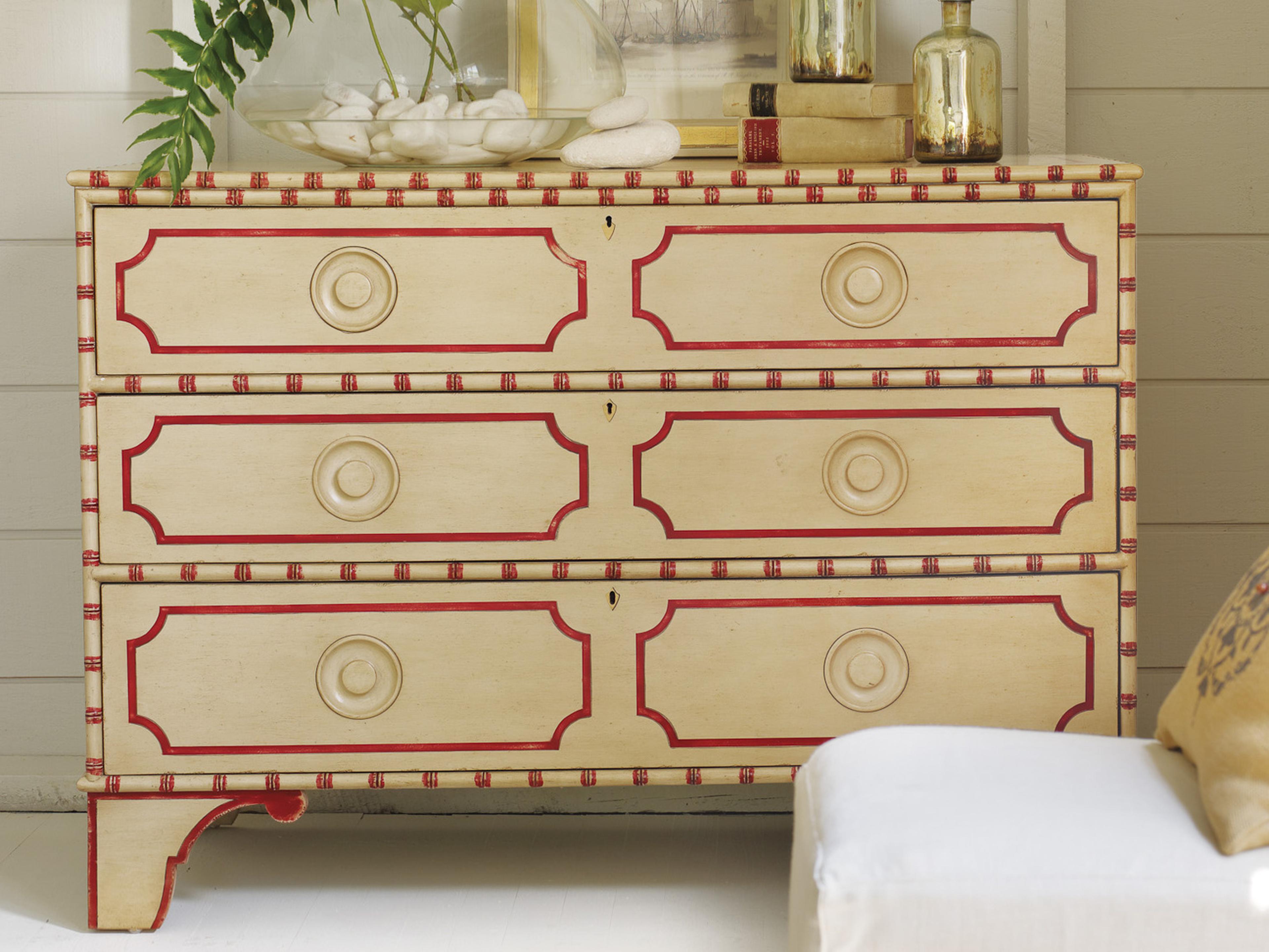 Big Pine Key 3-Drawers Beige Mahogany Wood Dresser