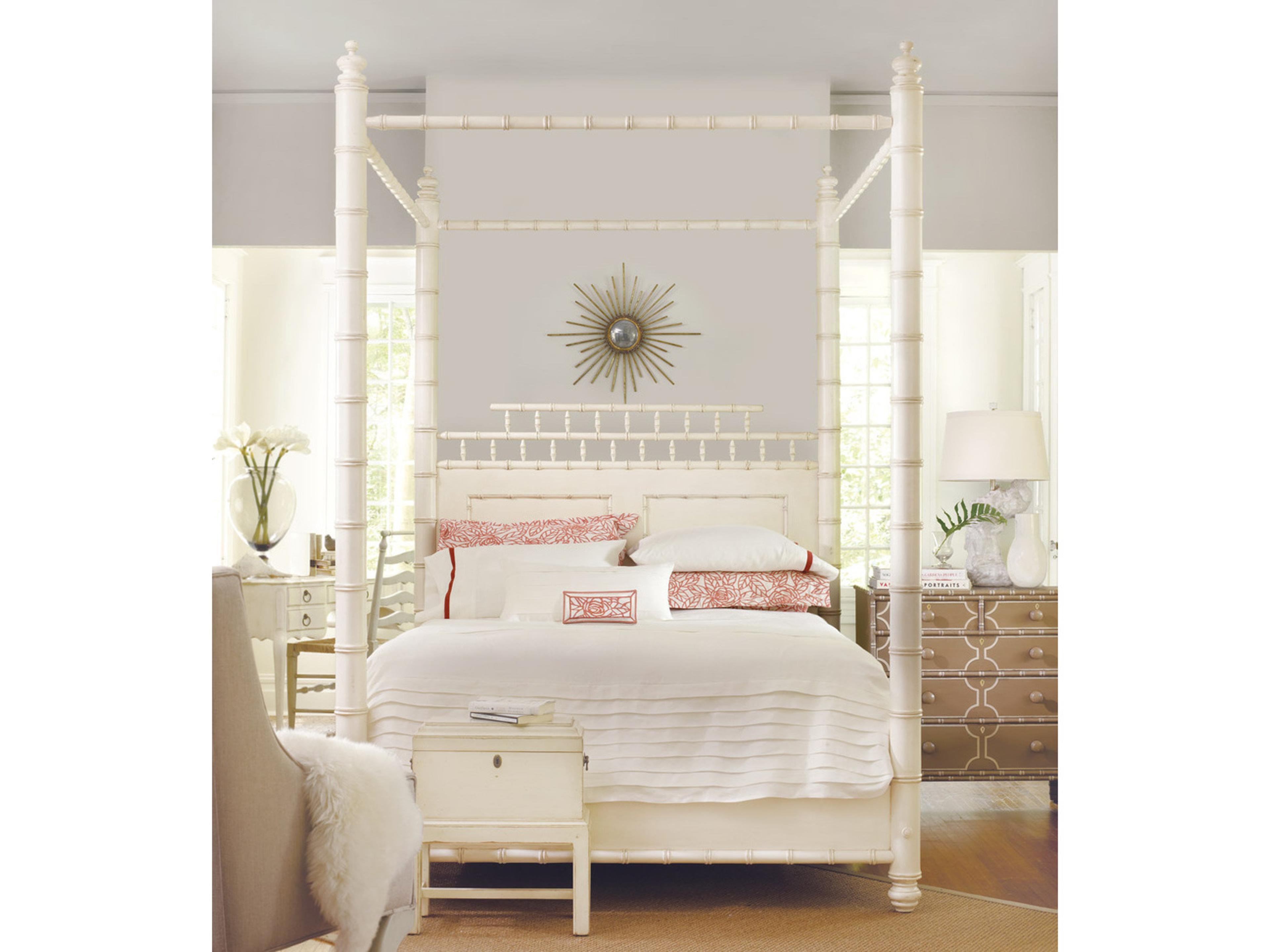 Summerland Beige Mahogany Wood Twin Poster Bed