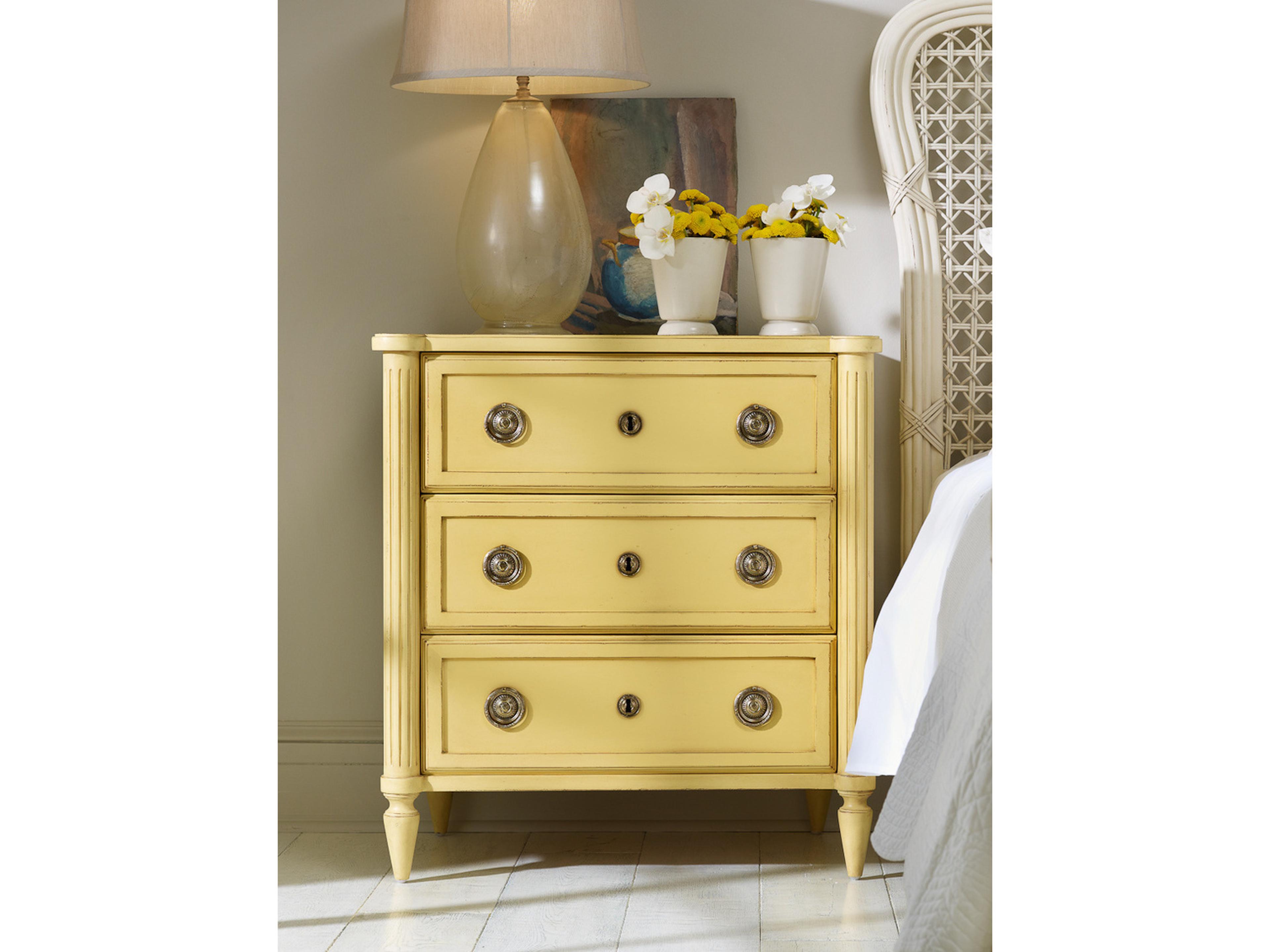 Calais 3-Drawers Yellow Mahogany Wood Nightstand