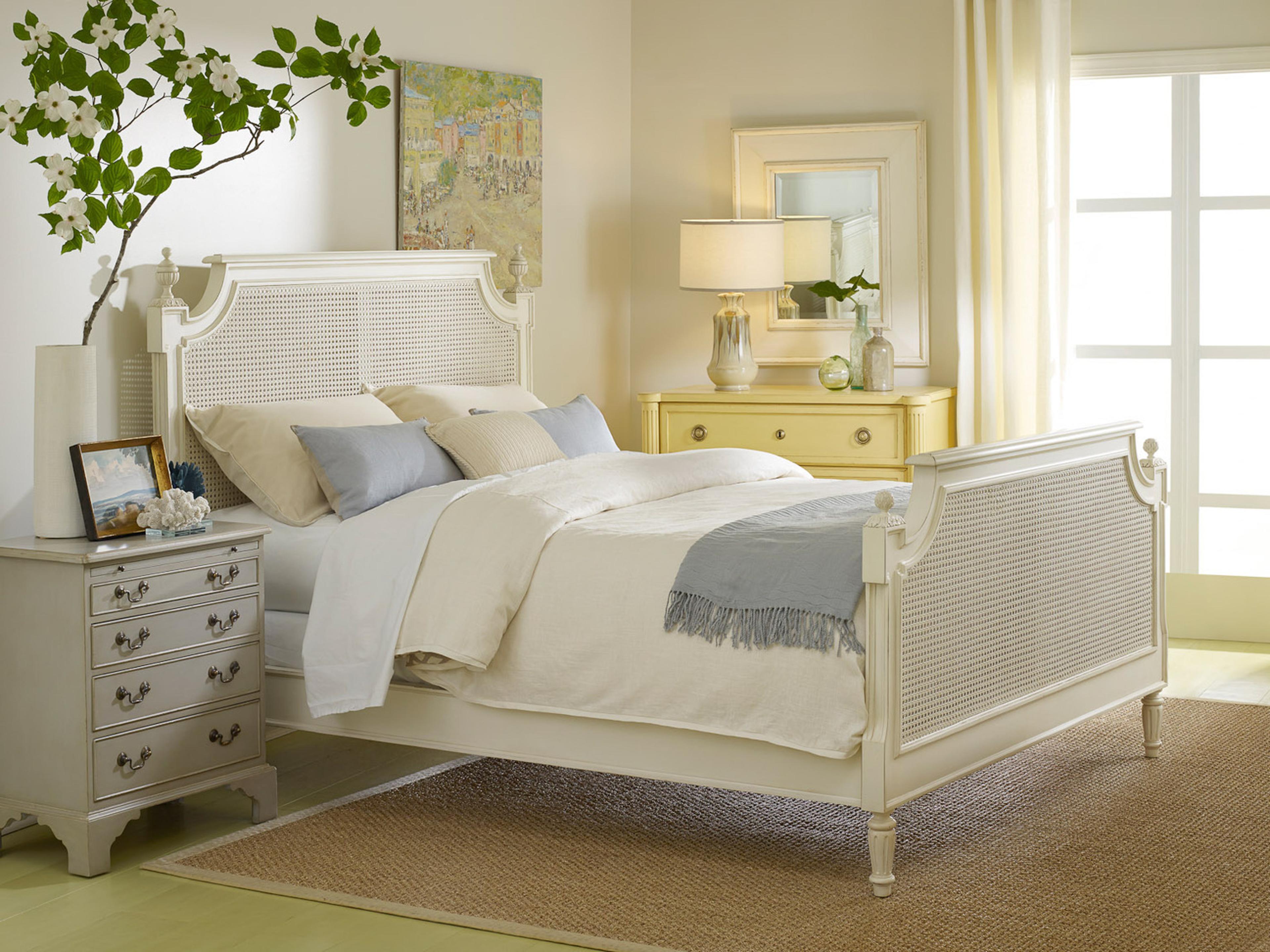 Chateau Beige Mahogany Wood King Panel Bed