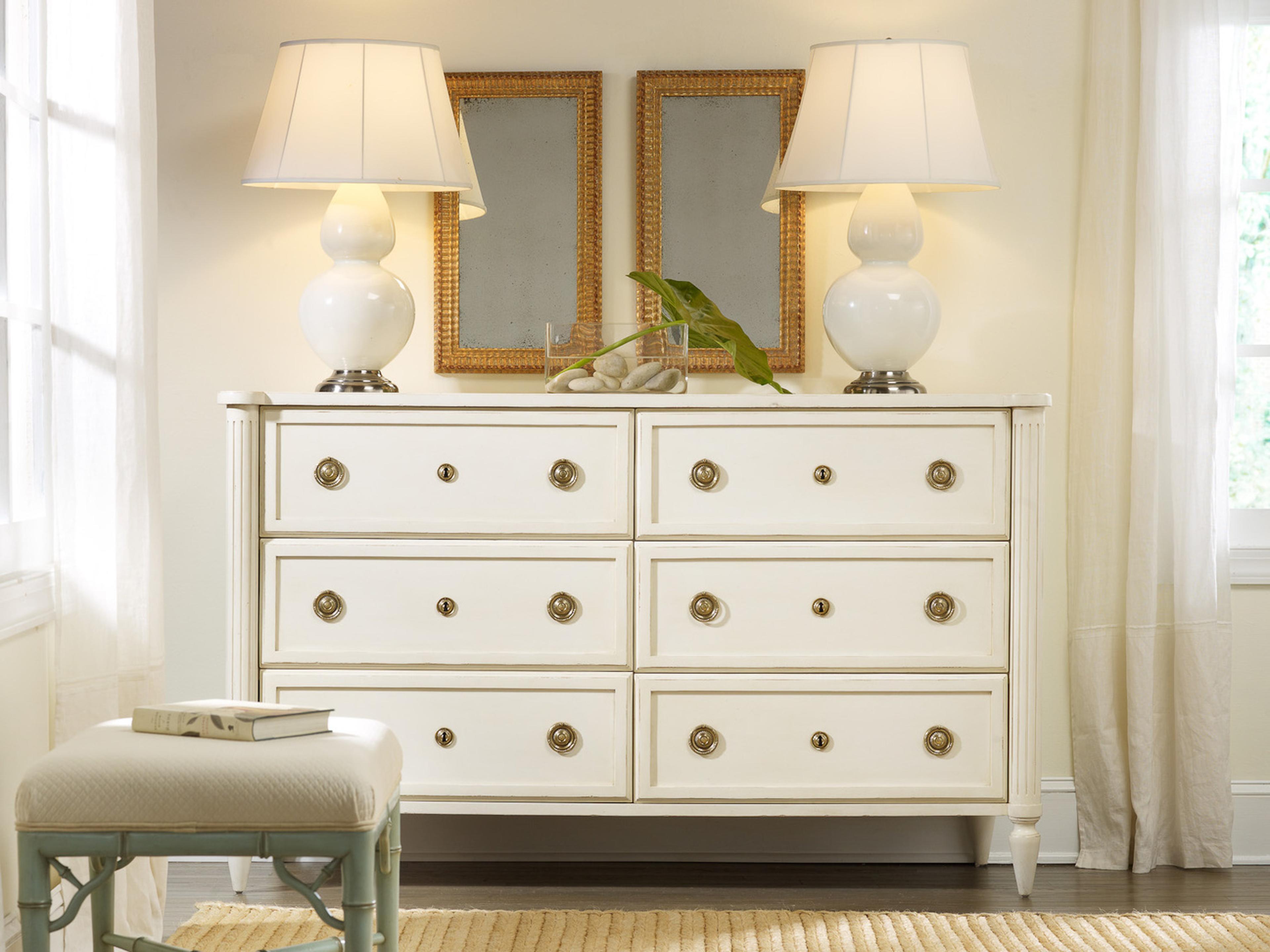 La Rochelle 6-Drawers Blue Mahogany Wood Double Dresser
