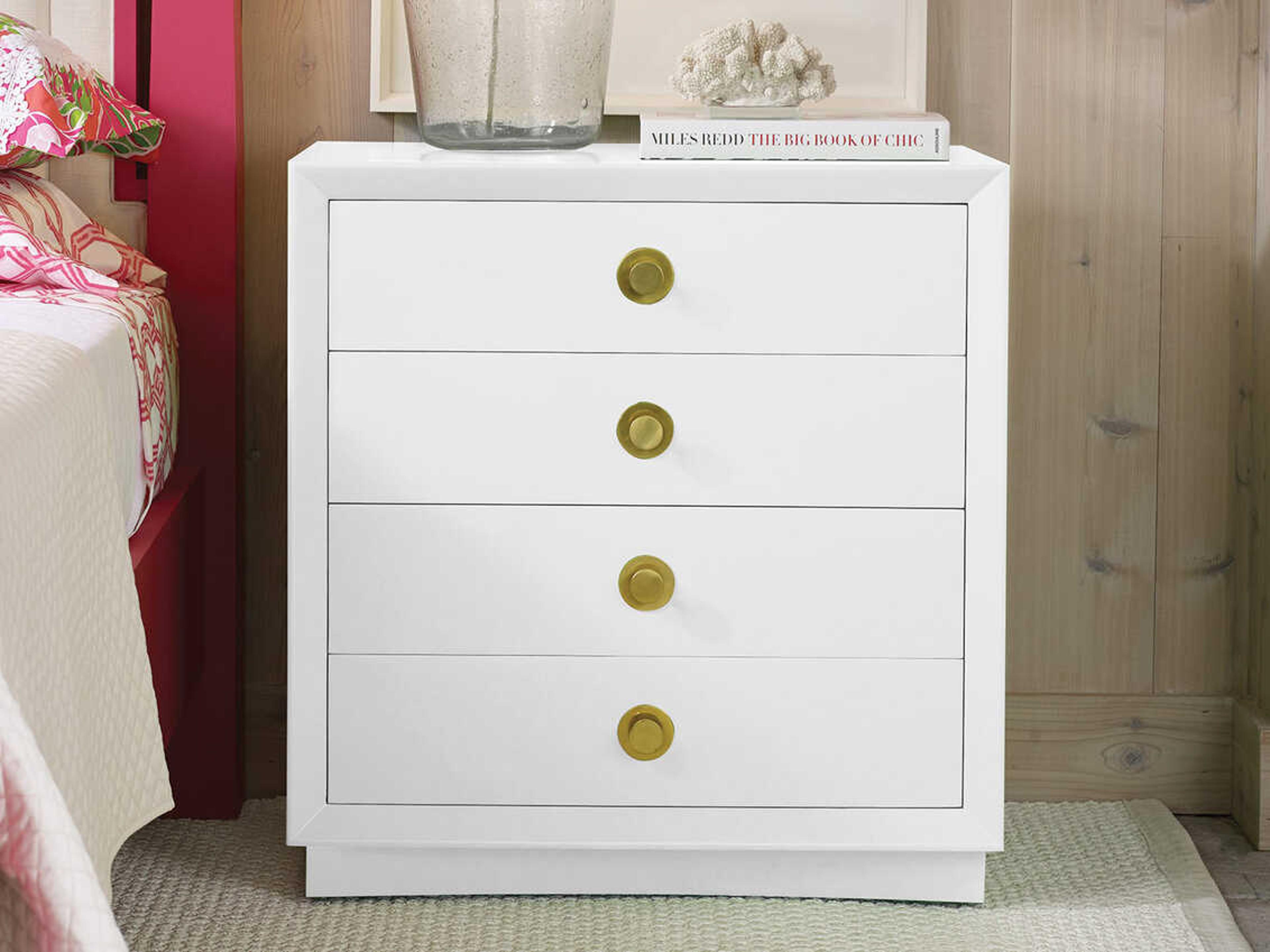 Mod White Mahogany Wood Nightstand