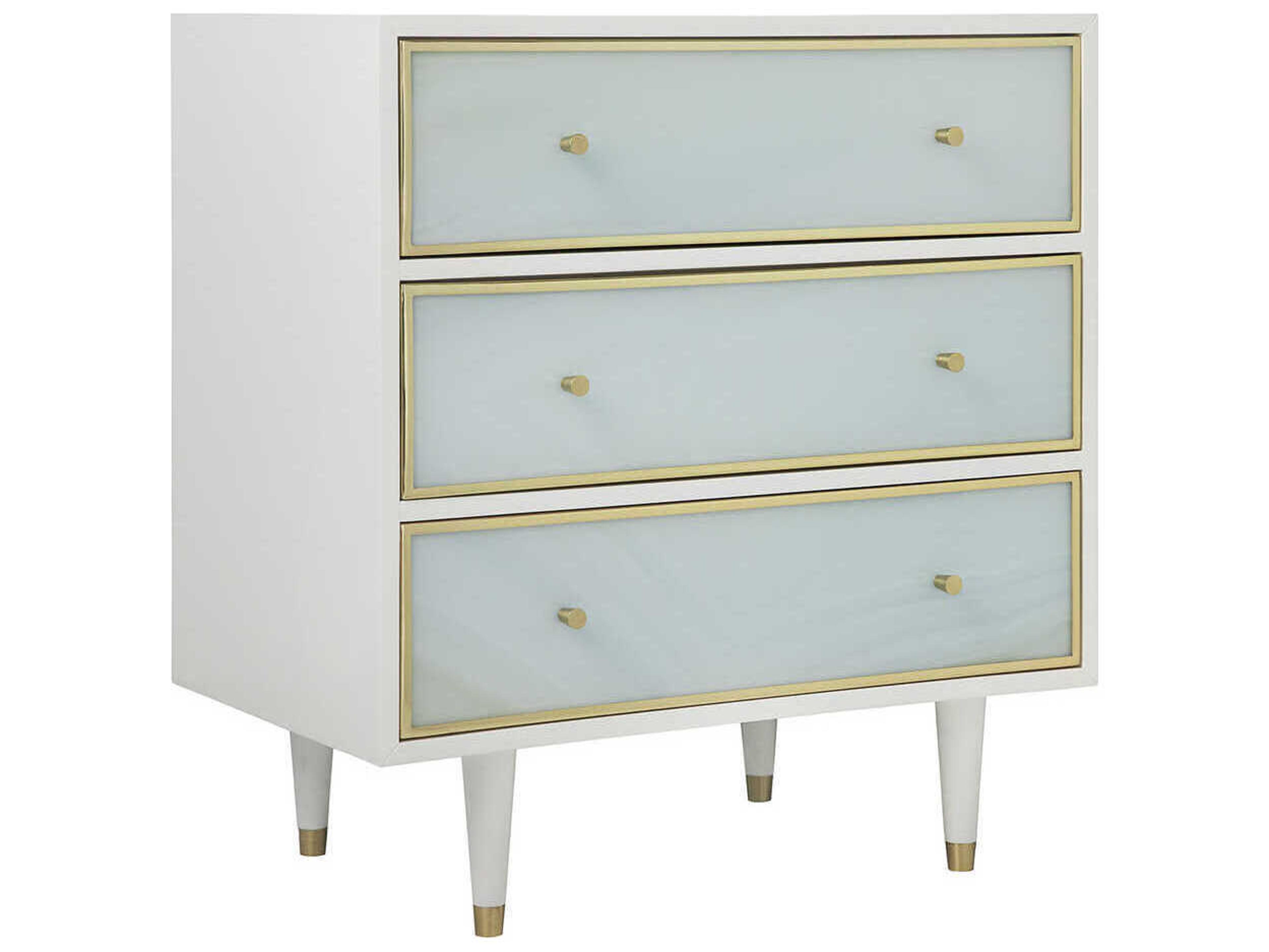 Seaglass 3-Drawers Green Nightstand