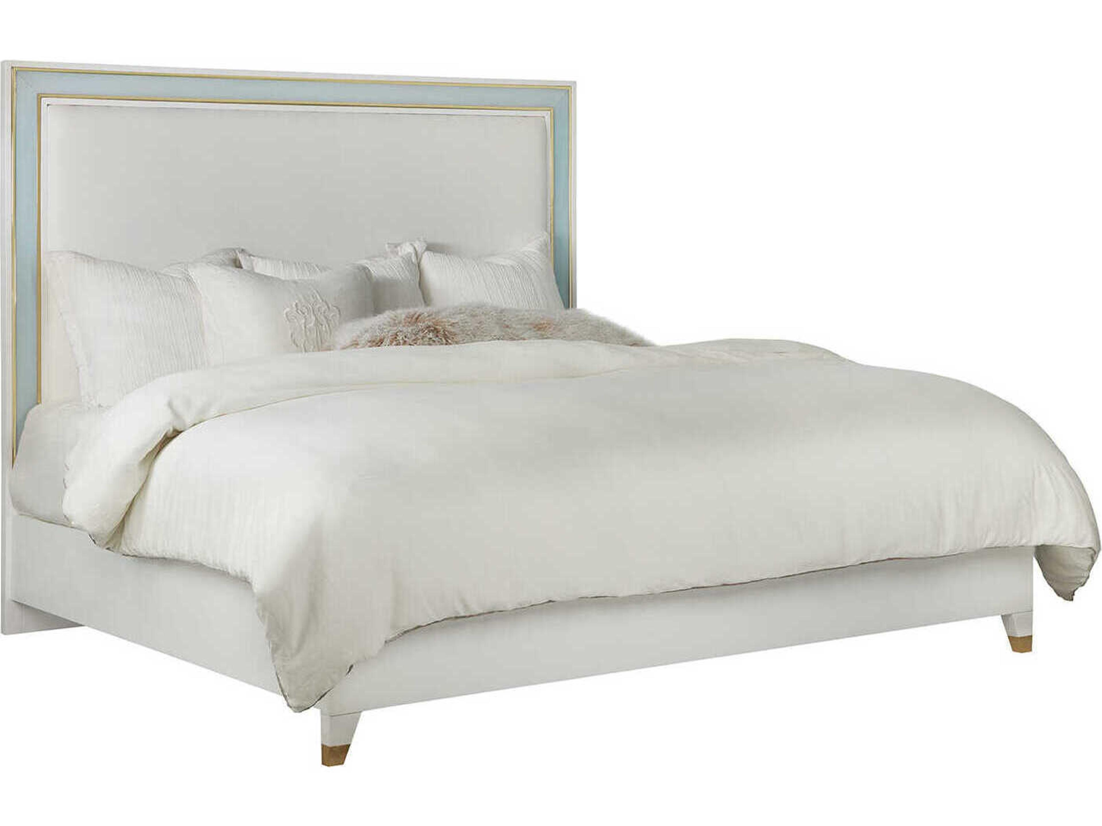 Seaglass White Upholstered King Platform Bed