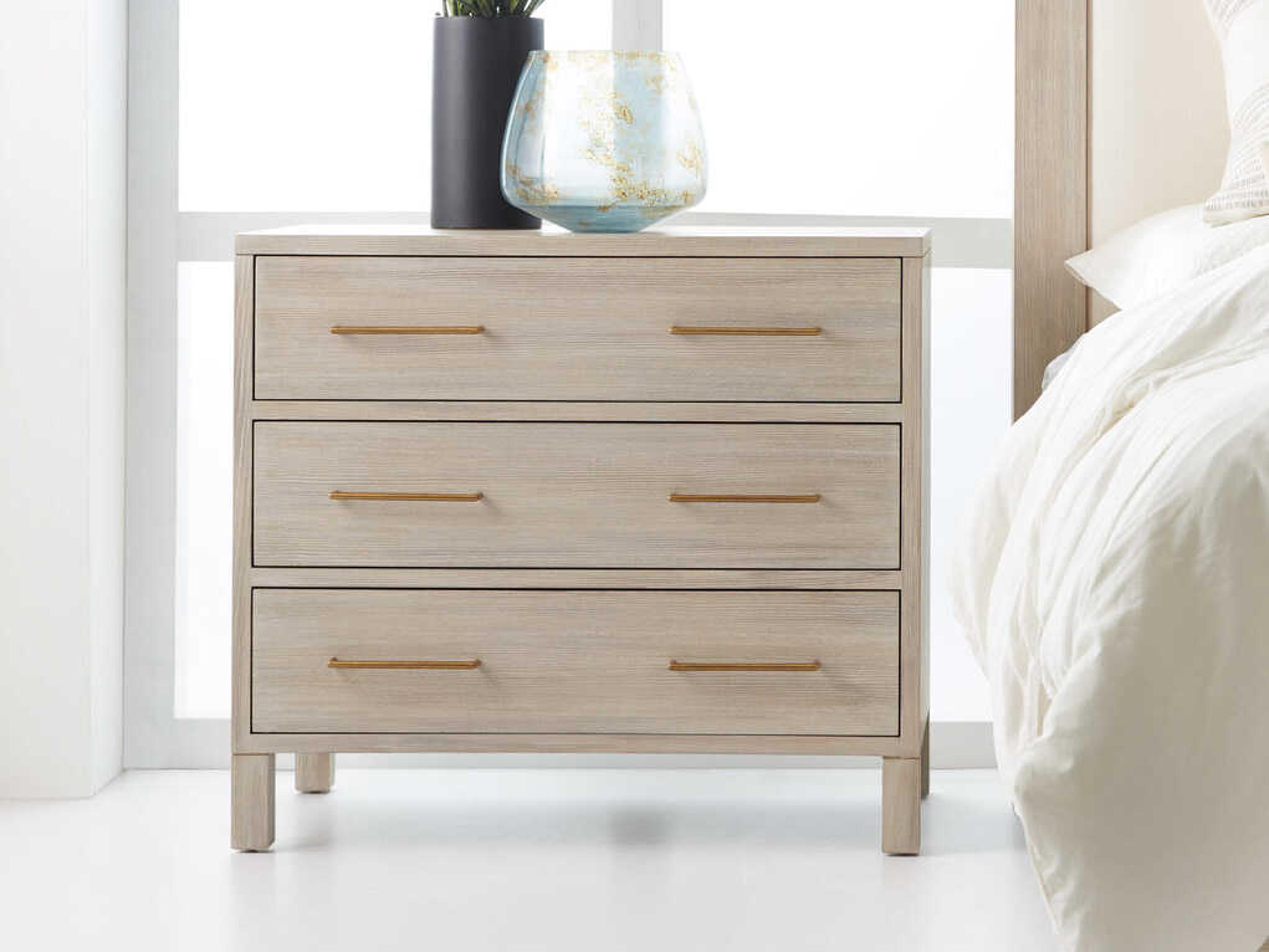 Maui 3-Drawers Beige Ash Wood Nightstand