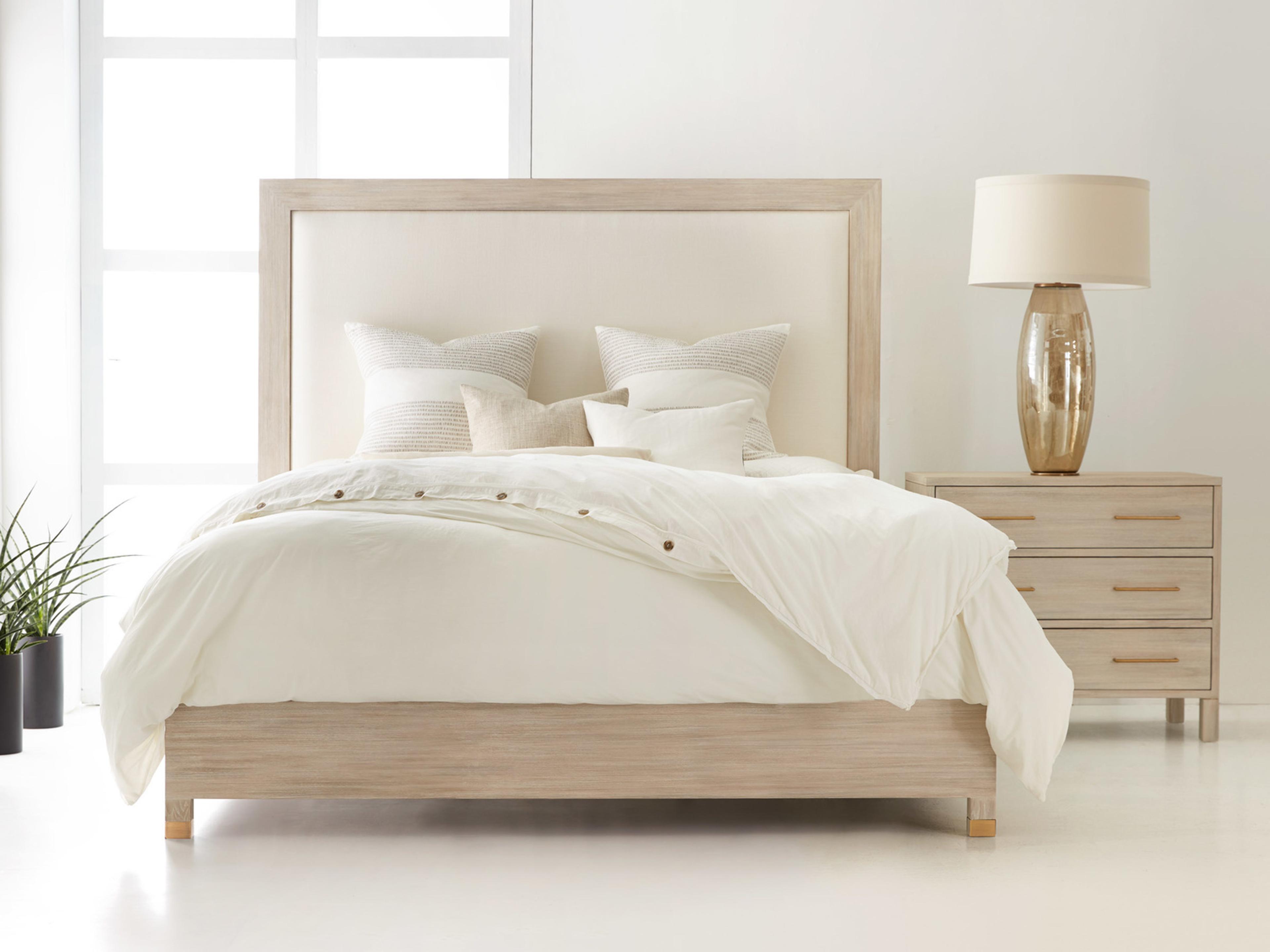 Maui Beige Ash Wood Upholstered King Platform Bed