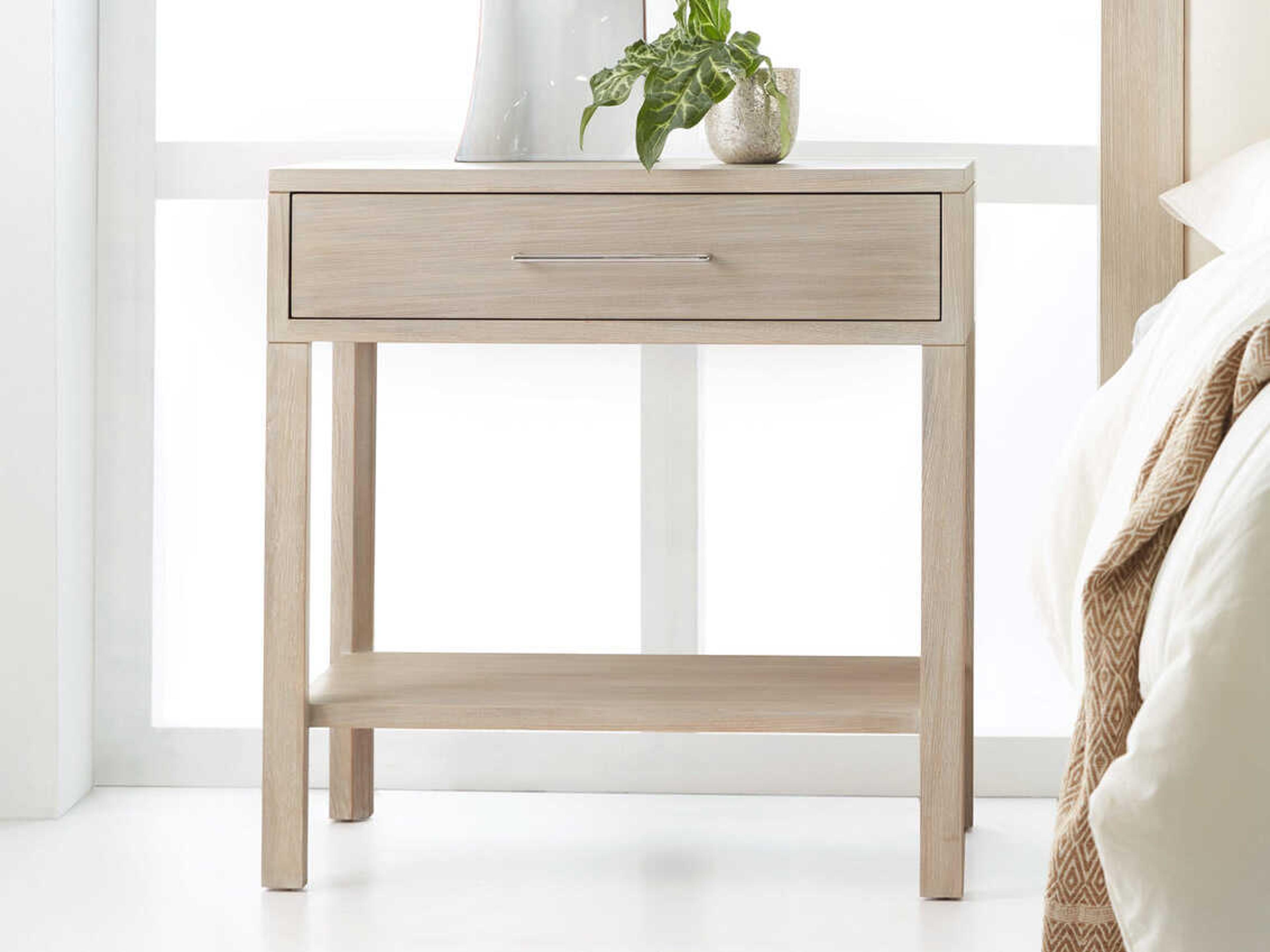 Maui 1-Drawer Beige Ash Wood Nightstand