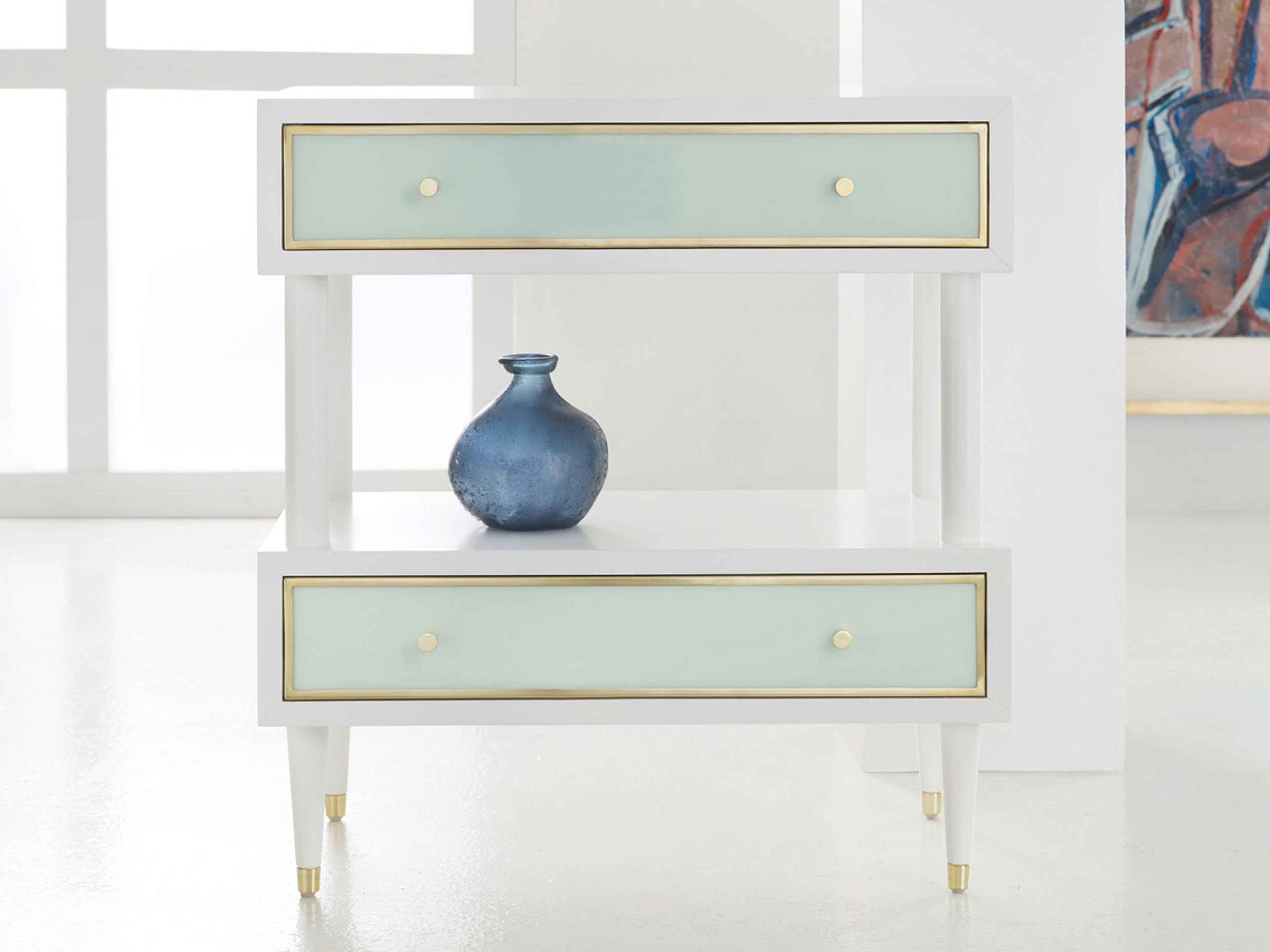Seaglass 2-Drawers Green Nightstand