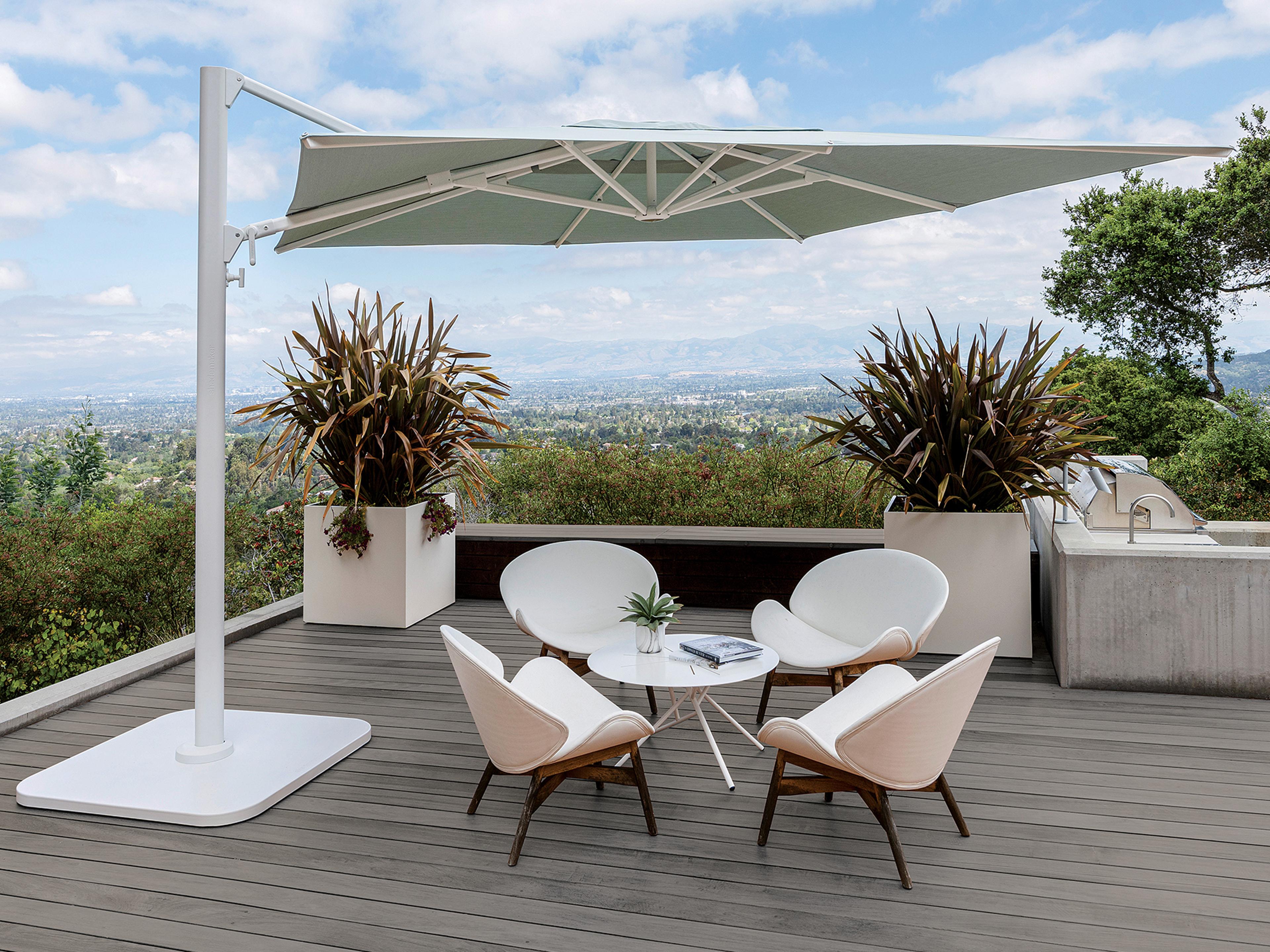 Polaris Aluminum 11.5 Foot Square Crank Lift Patio Umbrella