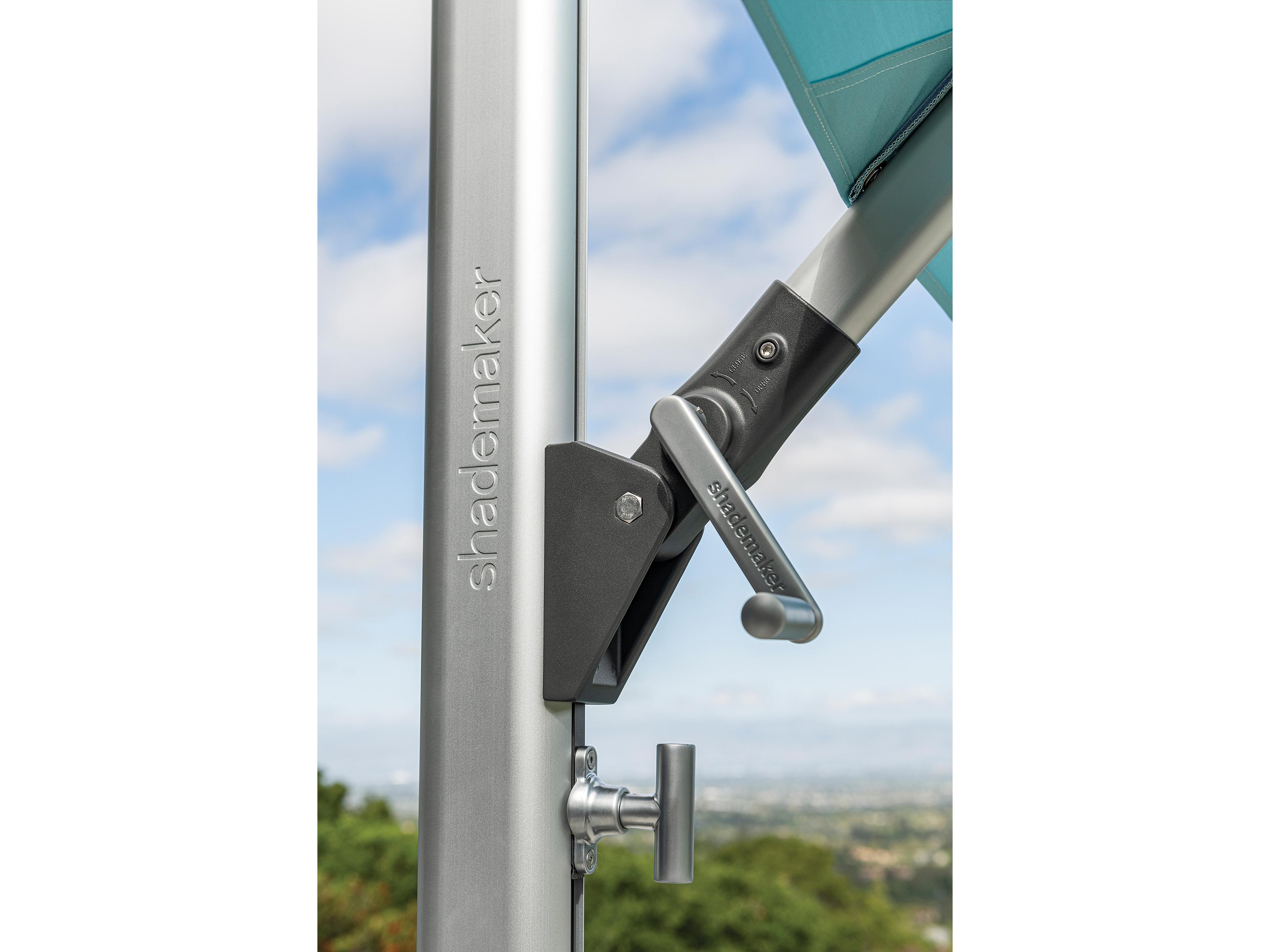 Shademaker Solaris Aluminum 9 Foot Square Crank Lift Outdoor Patio Umbrella