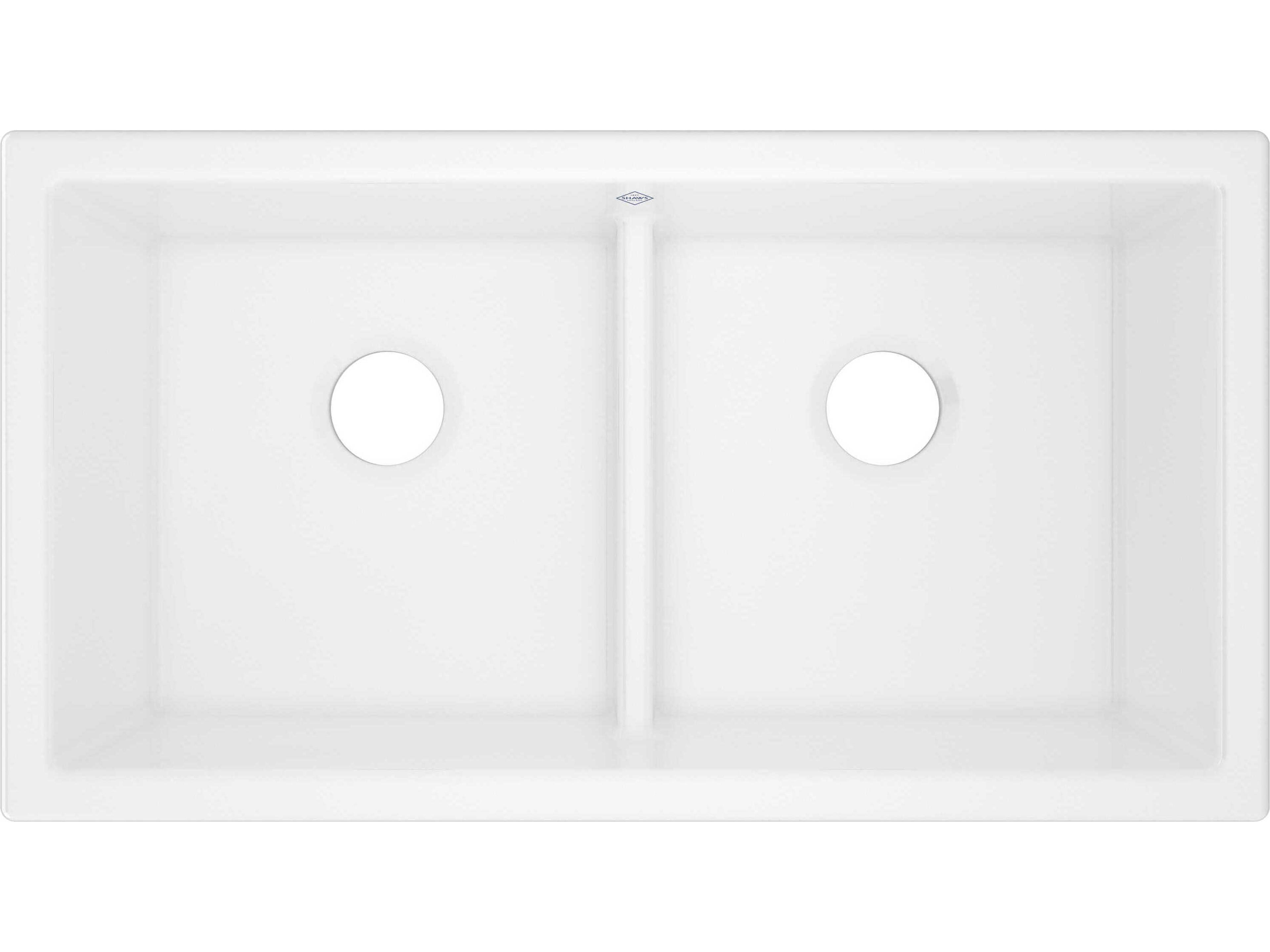 Shaker White 33" Double Bowl Undermount Kitchen Sink