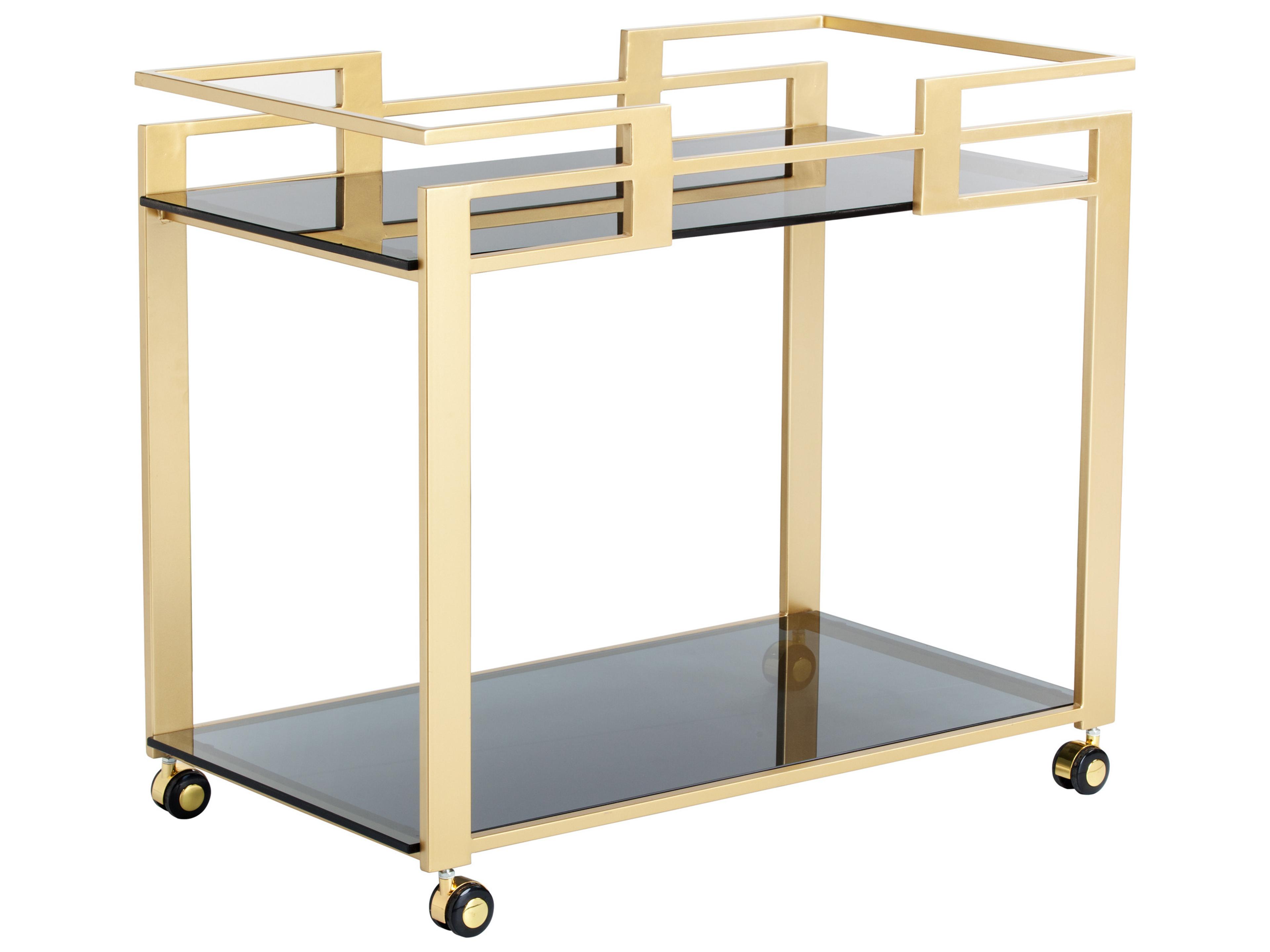 Sunpan Ikon Glass Black Gold Bar Cart