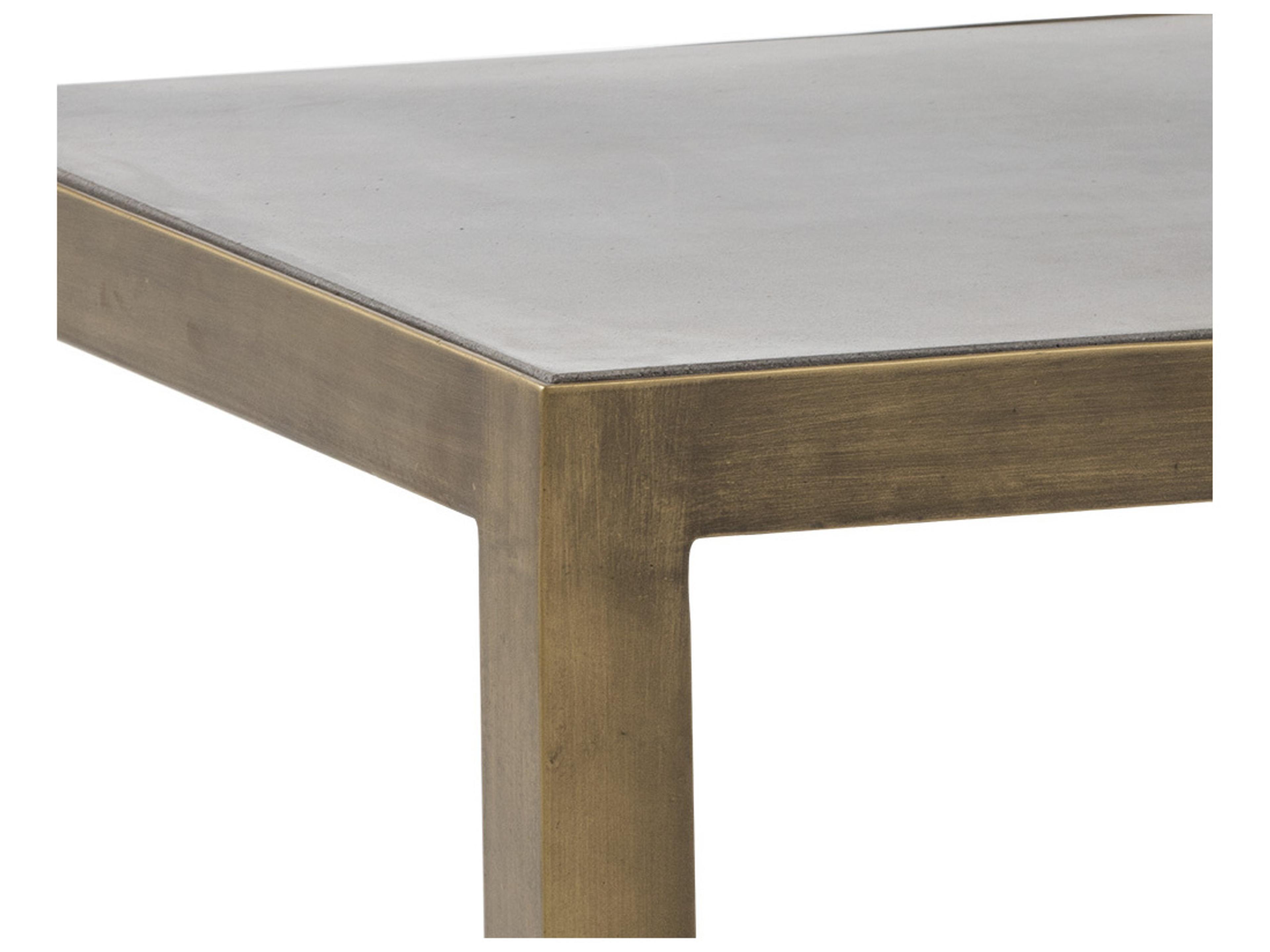 Sunpan Solterra Rubix Square Concrete Grey Antique Brass End Table