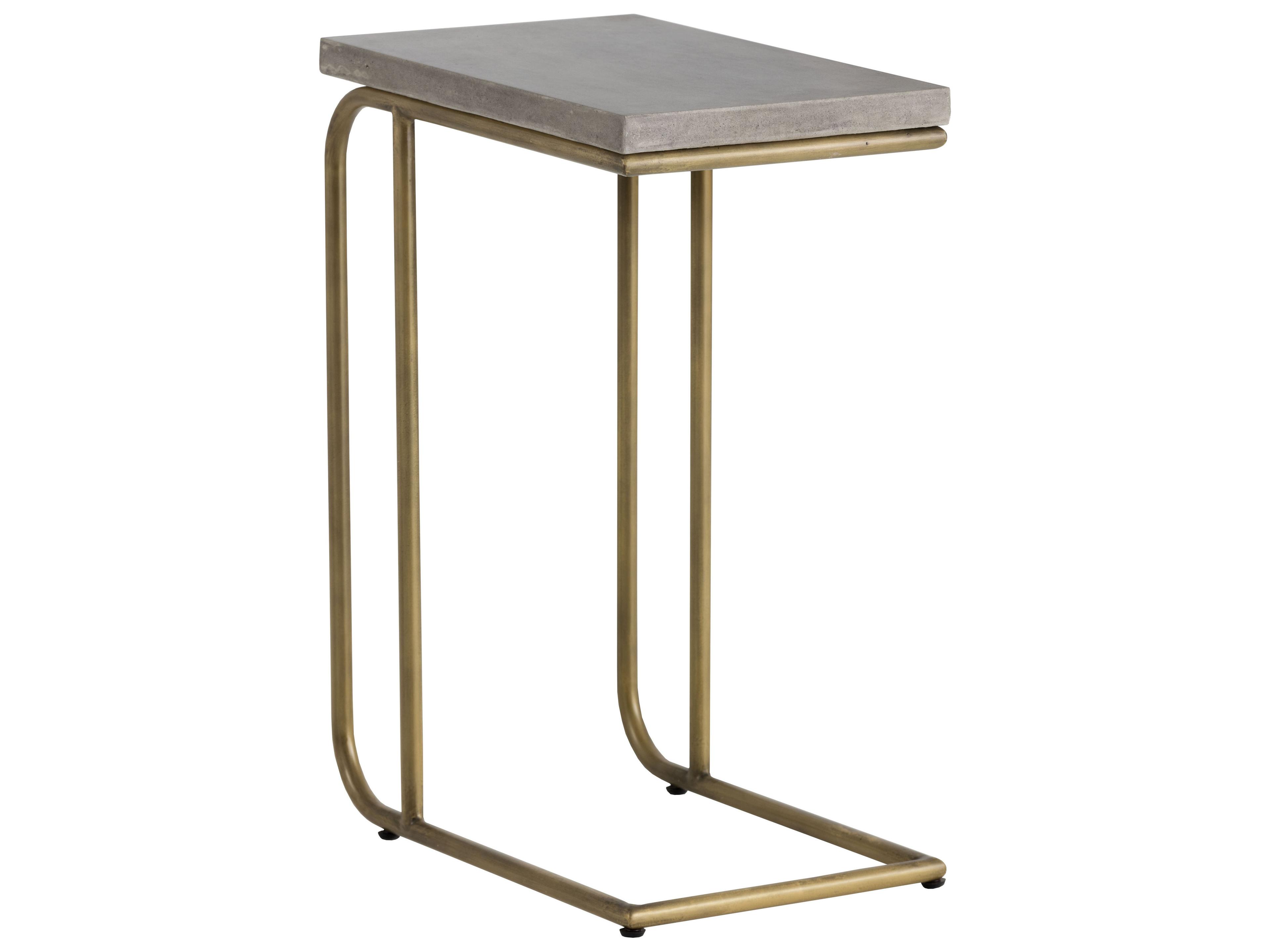 Sunpan Solterra Lucius Rectangular Concrete Grey Antique Brass End Table